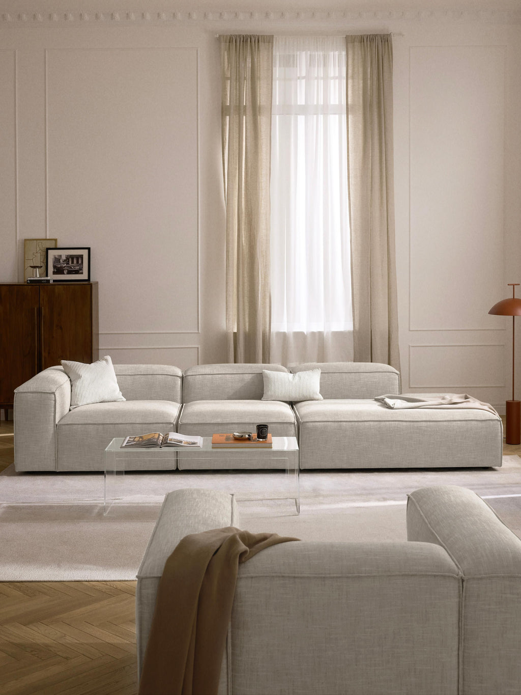 Lennon XL Linen Blend Modular Ottoman