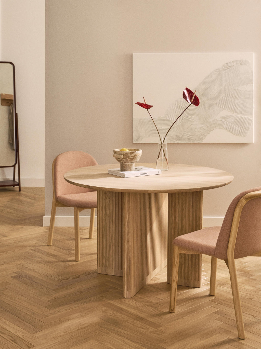 Jolka Round Oak Wood Dining Table, Ø 120 cm