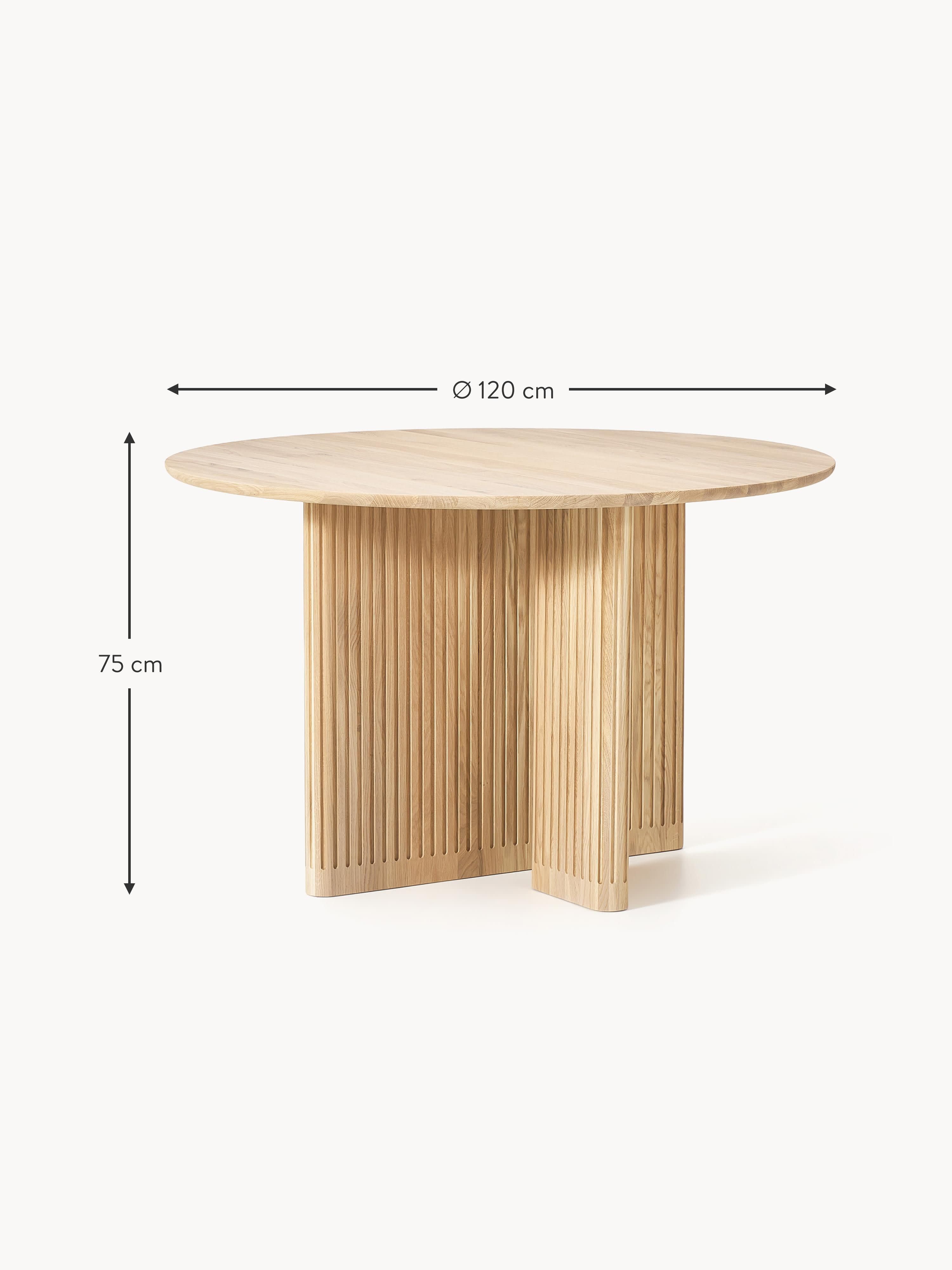 Jolka Round Oak Wood Dining Table, Ø 120 cm