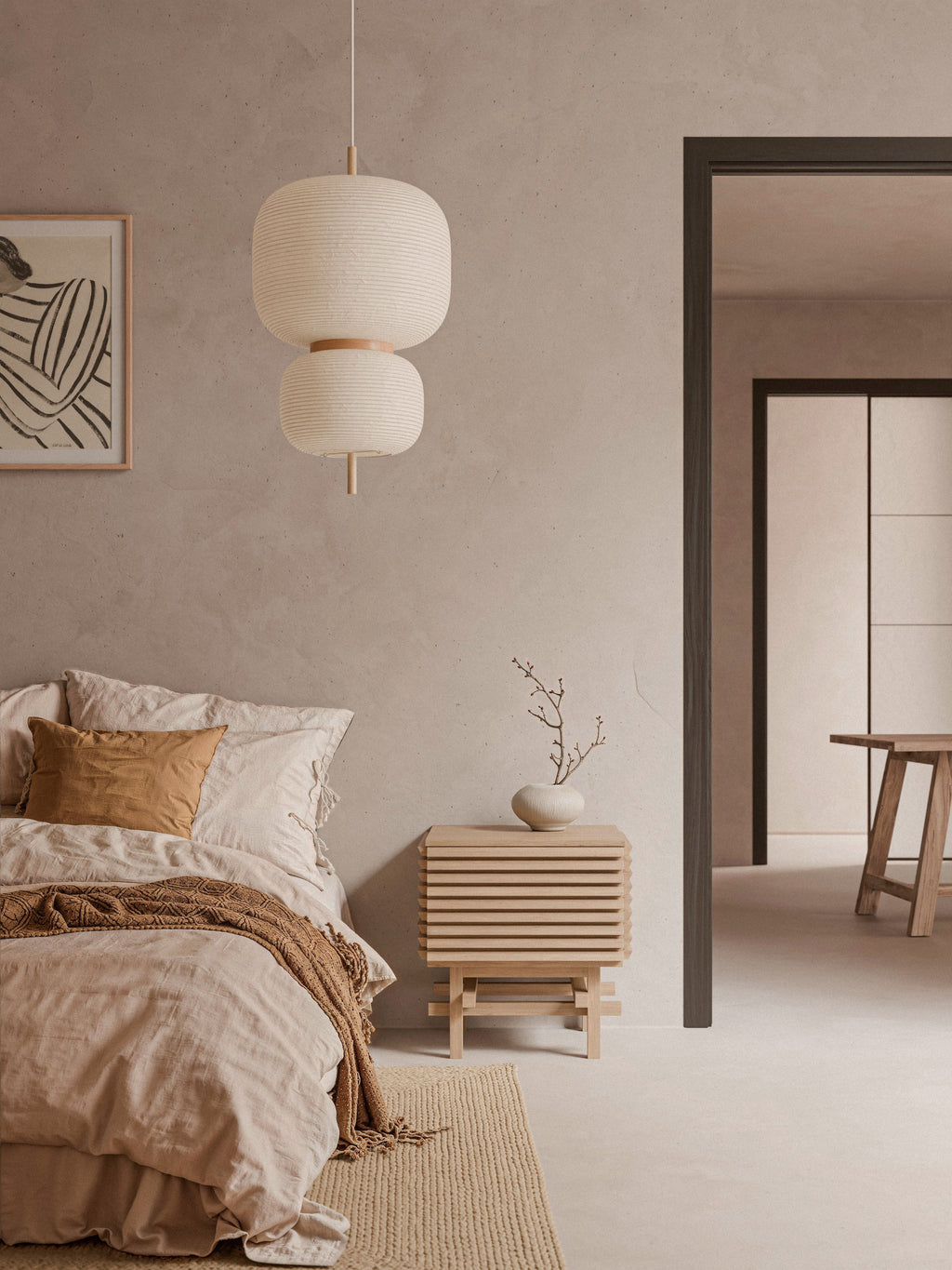 Pierce Oak Wood Bedside Table