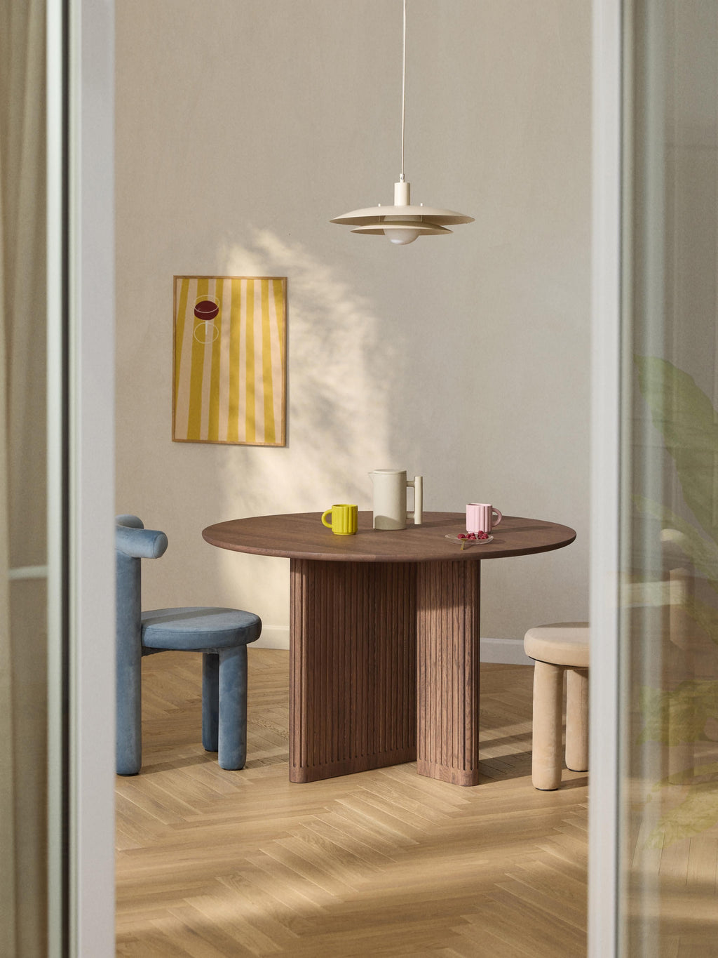Jolka Round Oak Wood Dining Table, Ø 120 cm