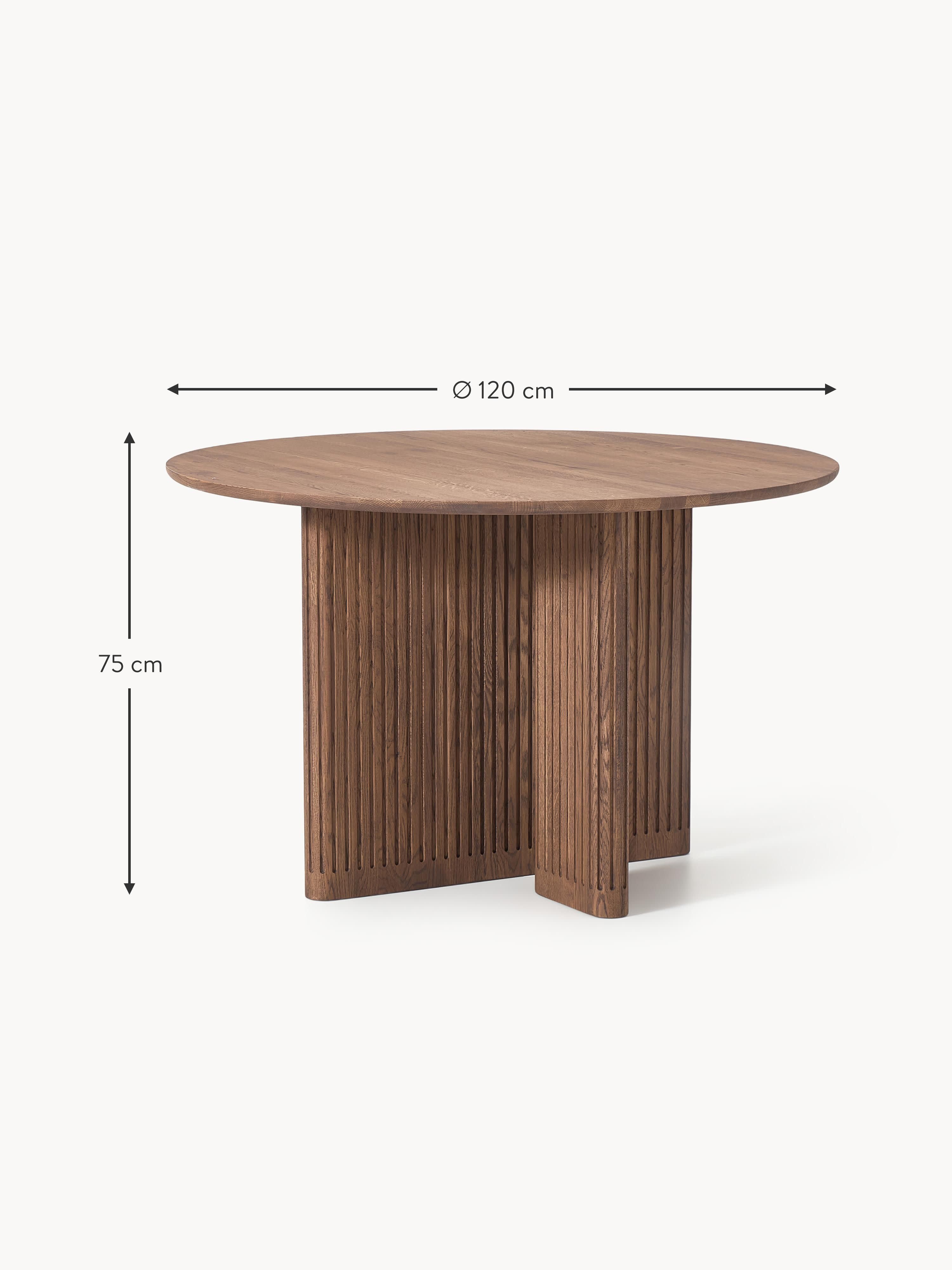 Jolka Round Oak Wood Dining Table, Ø 120 cm