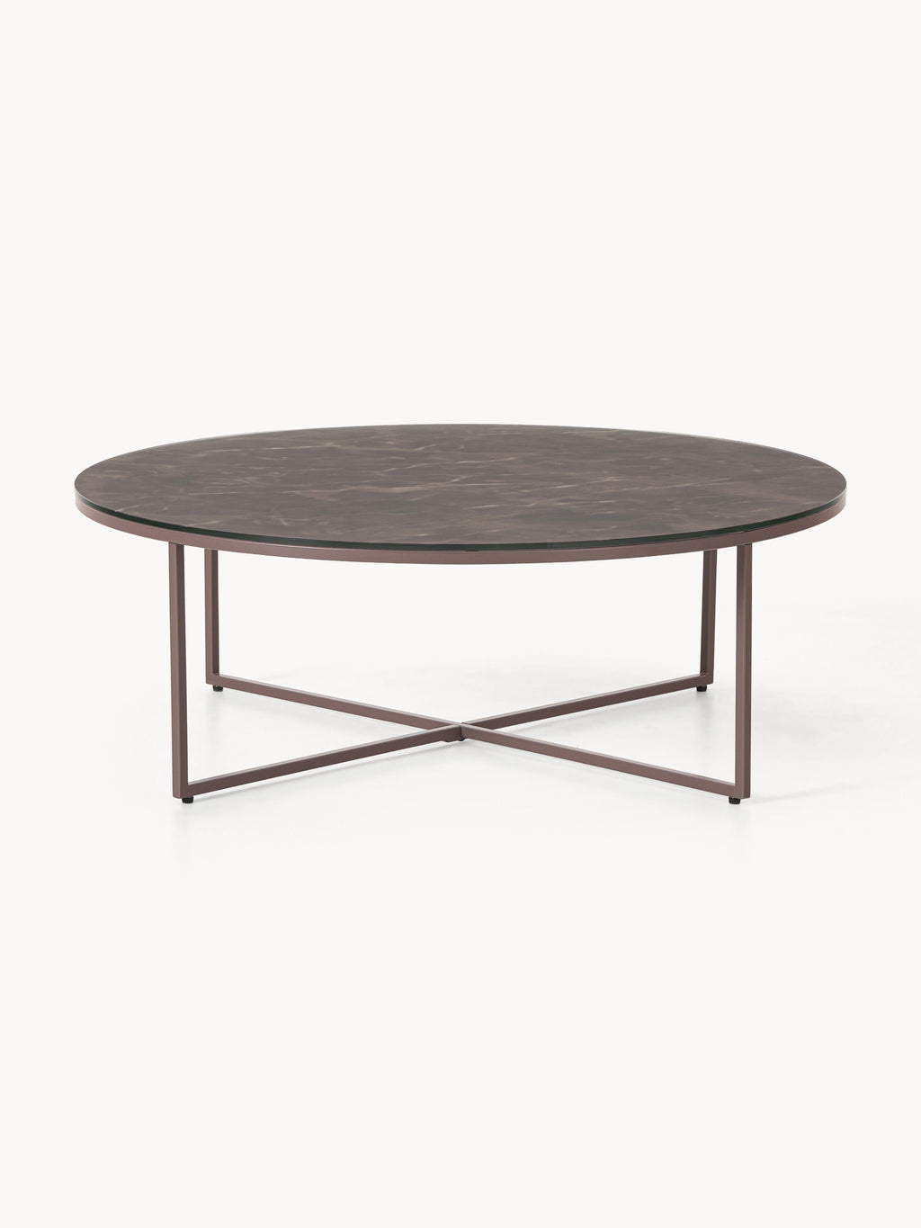 Antigua Round XL Coffee Table with Marble Effect Glass Top