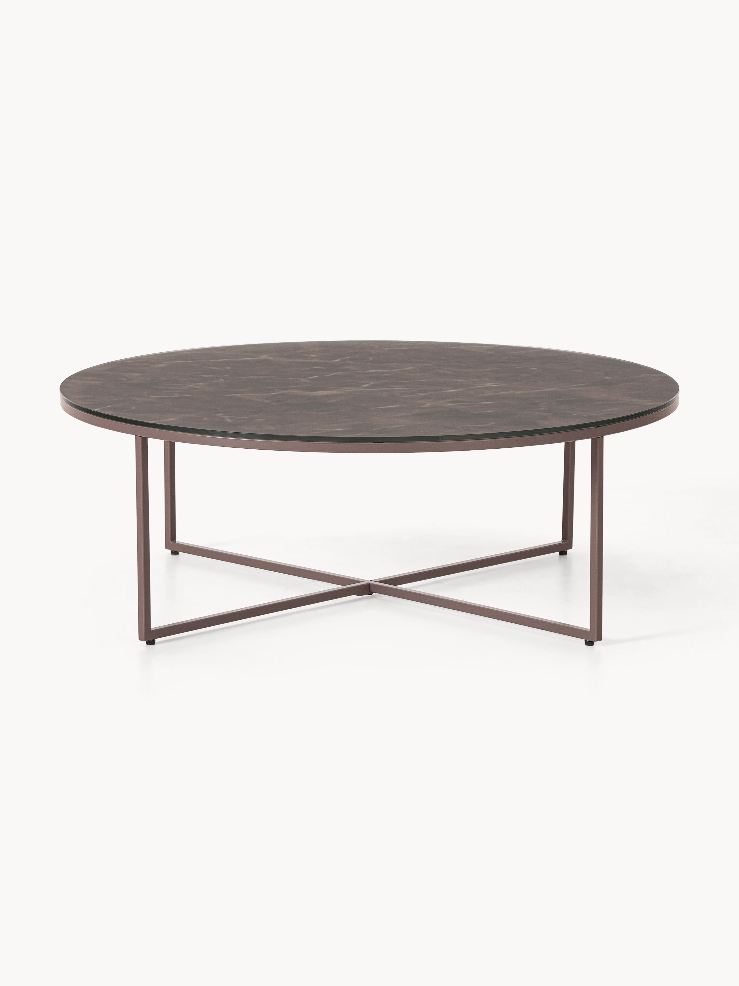 Antigua Round XL Coffee Table with Marble Effect Glass Top
