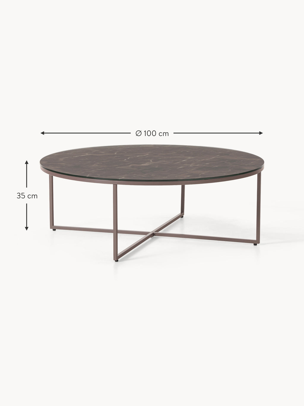 Antigua Round XL Coffee Table with Marble Effect Glass Top