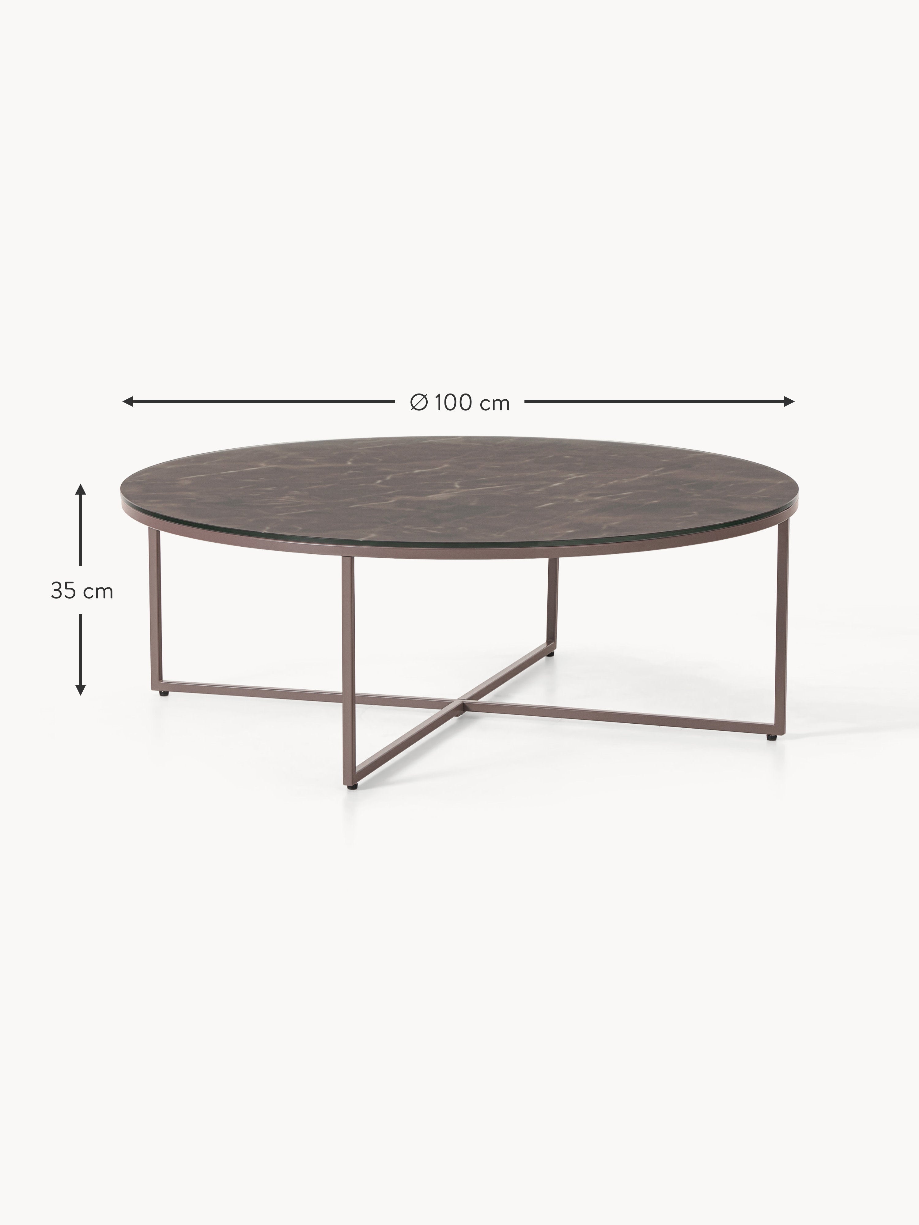 Antigua Round XL Coffee Table with Marble Effect Glass Top