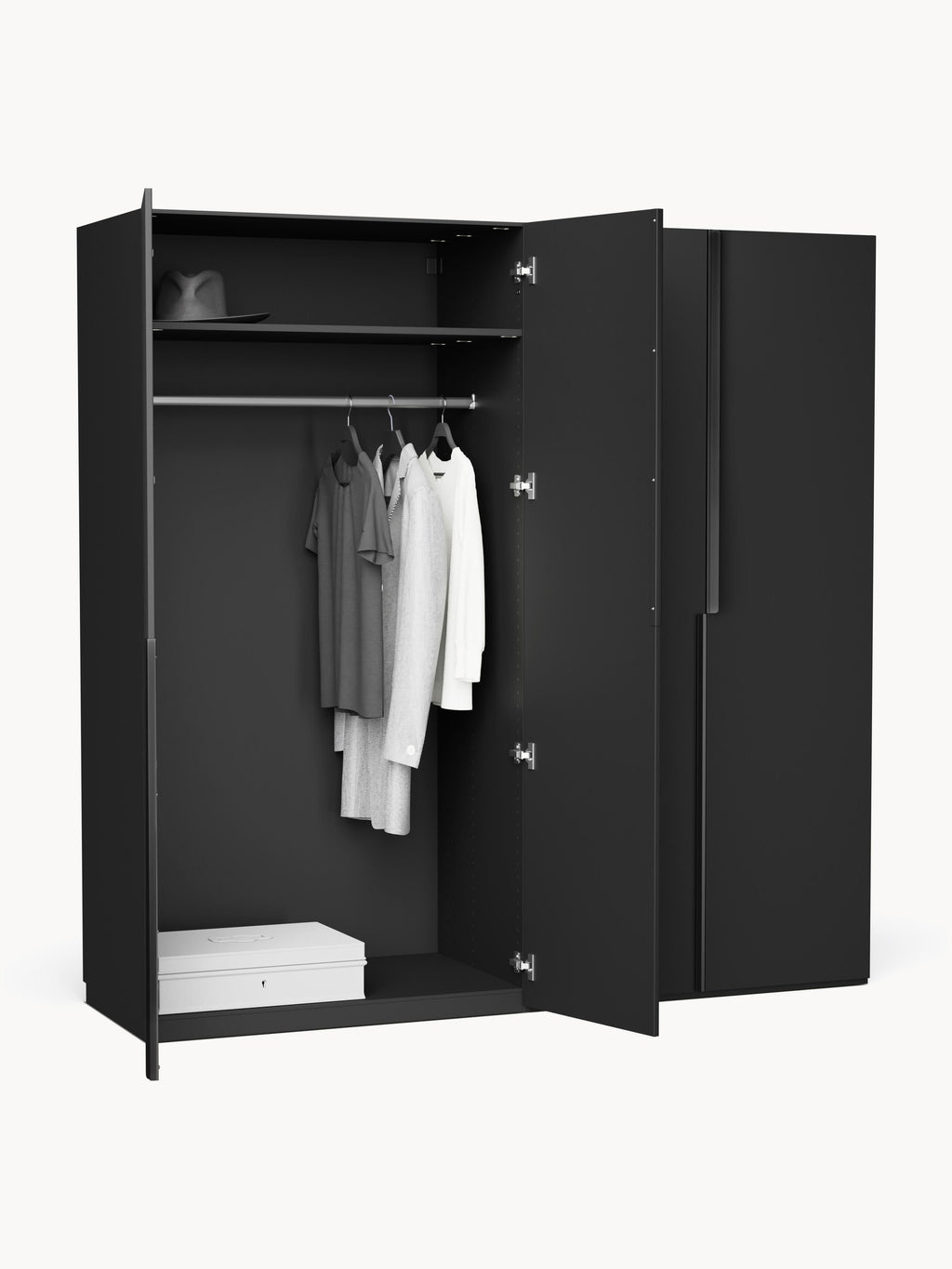 Leon Modular Hinge Door Wardrobe, 200 cm Wide, in various sizes