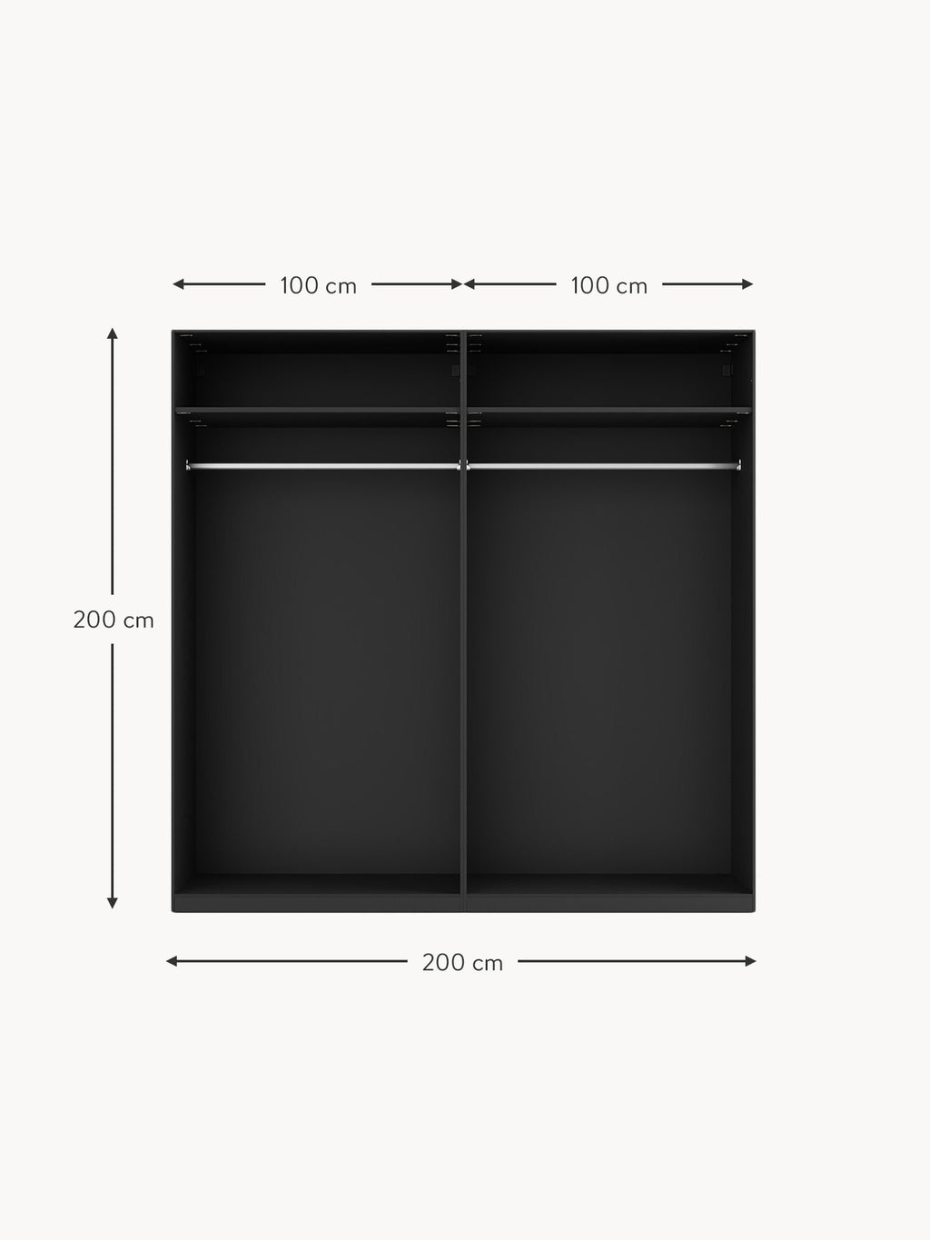 Leon Modular Hinge Door Wardrobe, 200 cm Wide, in various sizes