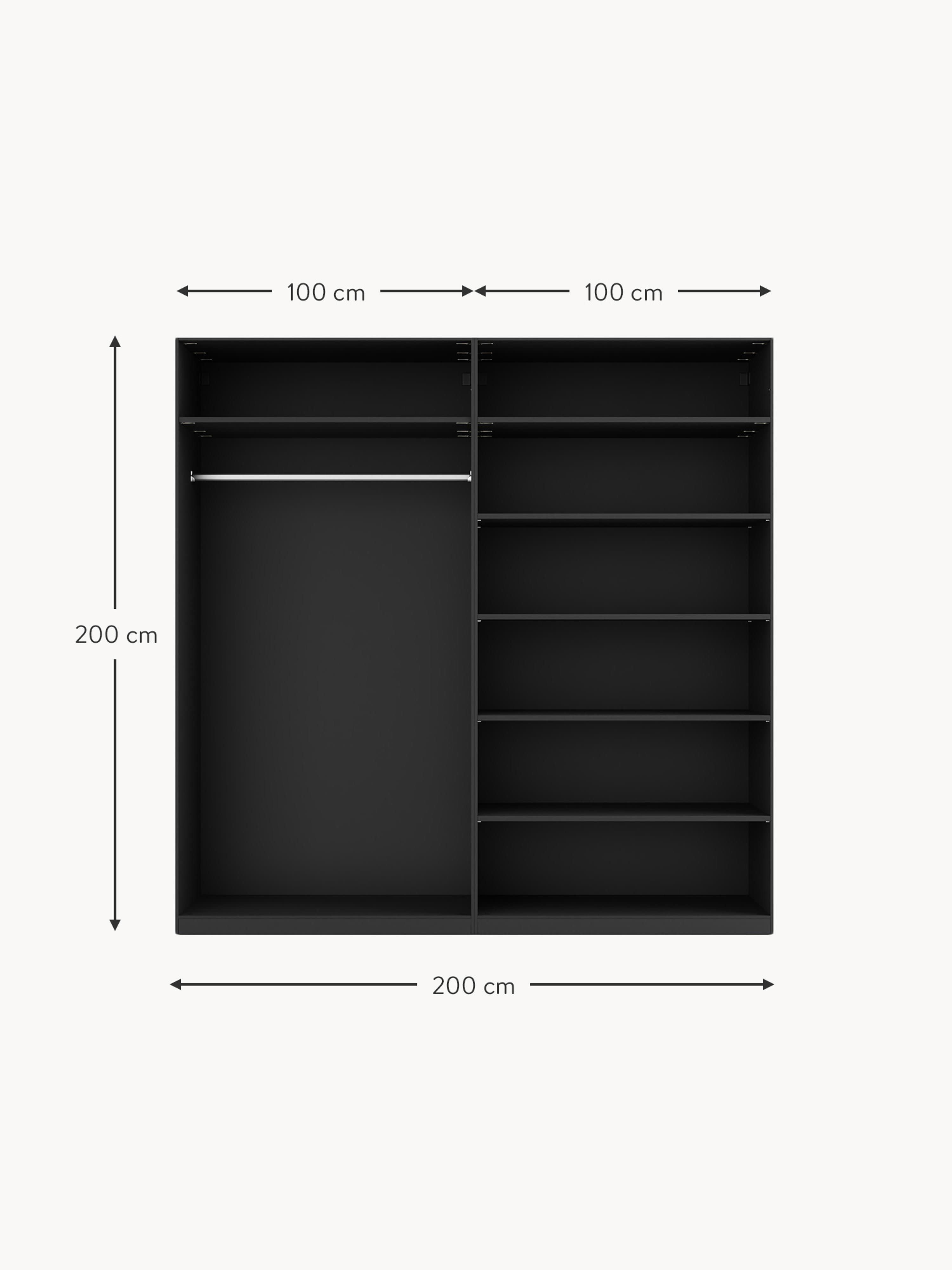 Leon Modular Hinge Door Wardrobe, 200 cm Wide, in various sizes