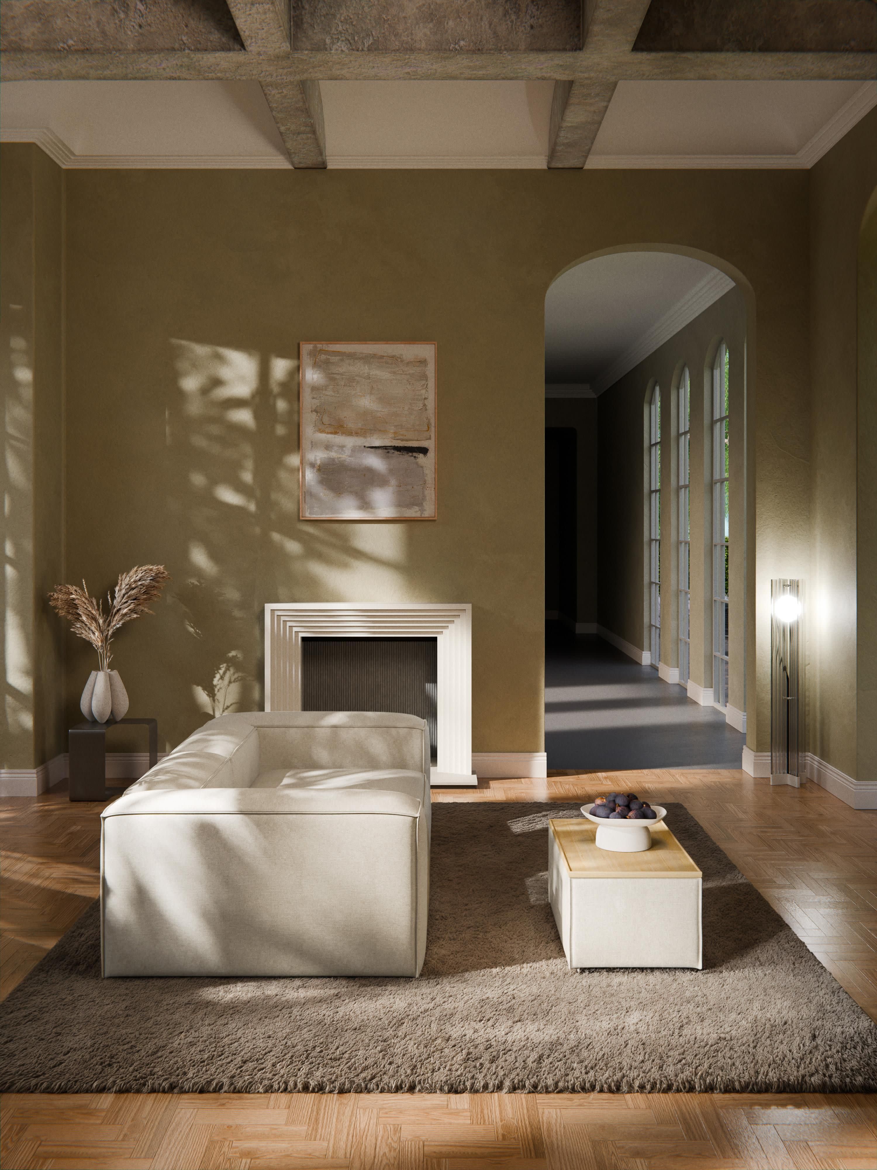 Lennon Linen Blend Ottoman with Storage