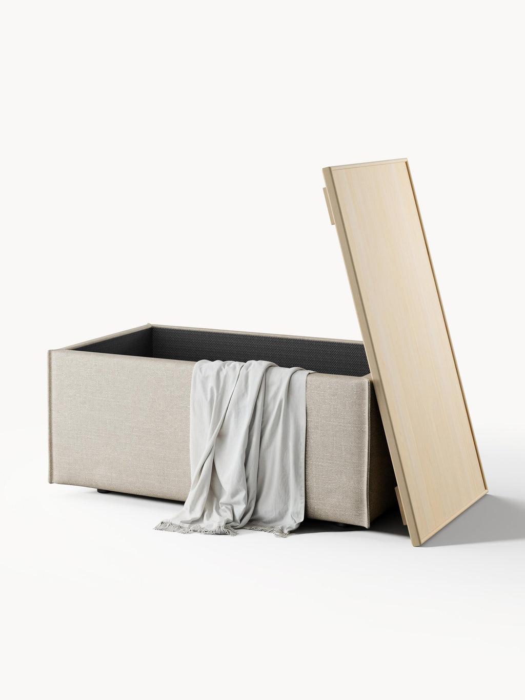 Lennon Linen Blend Ottoman with Storage