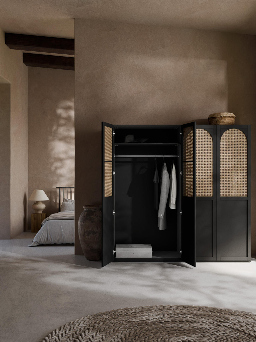 Jeanne Modular Hinged Door Wardrobe, 200 cm Wide, in various sizes