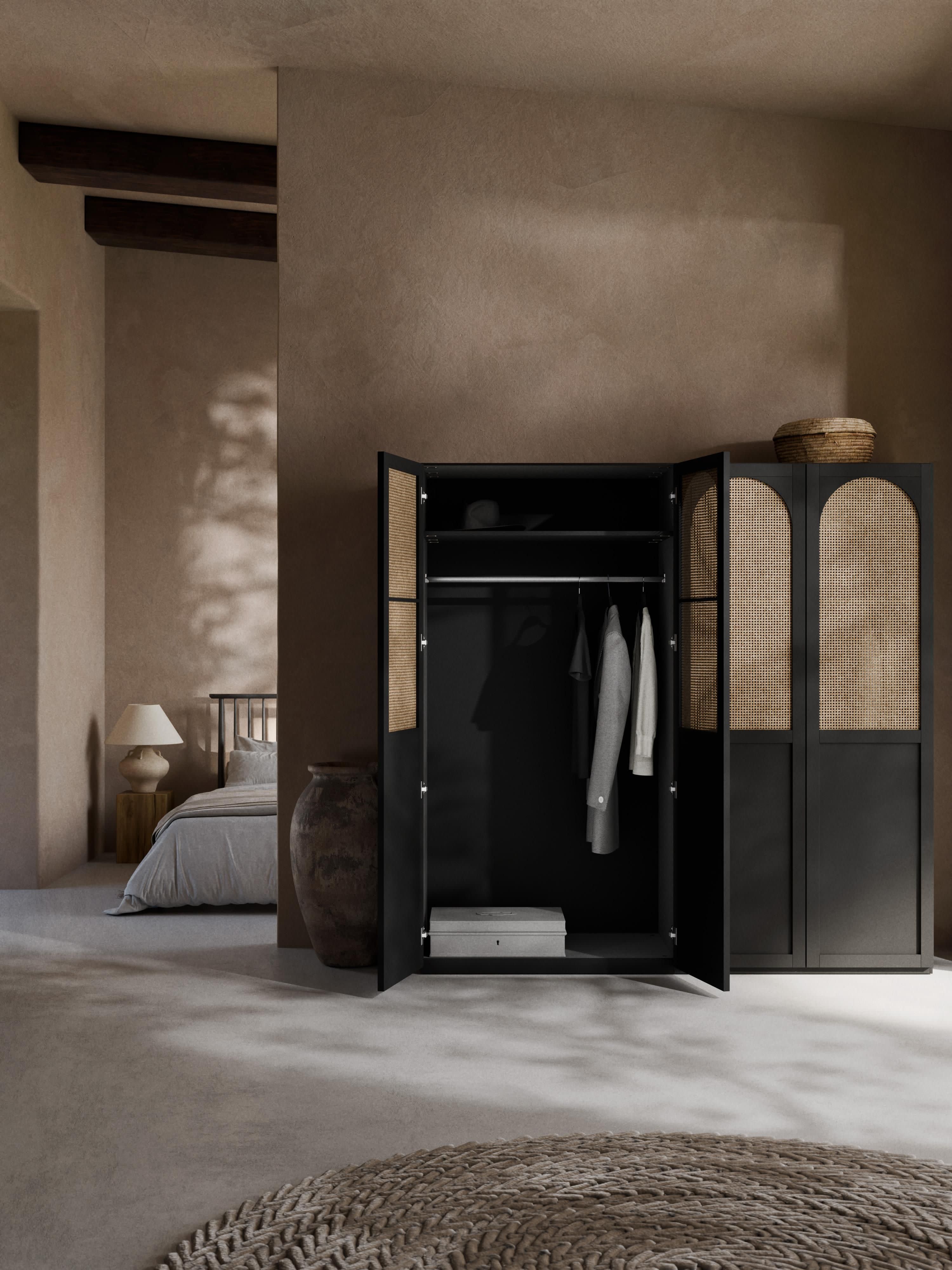 Jeanne Modular Hinged Door Wardrobe, 200 cm Wide, in various sizes