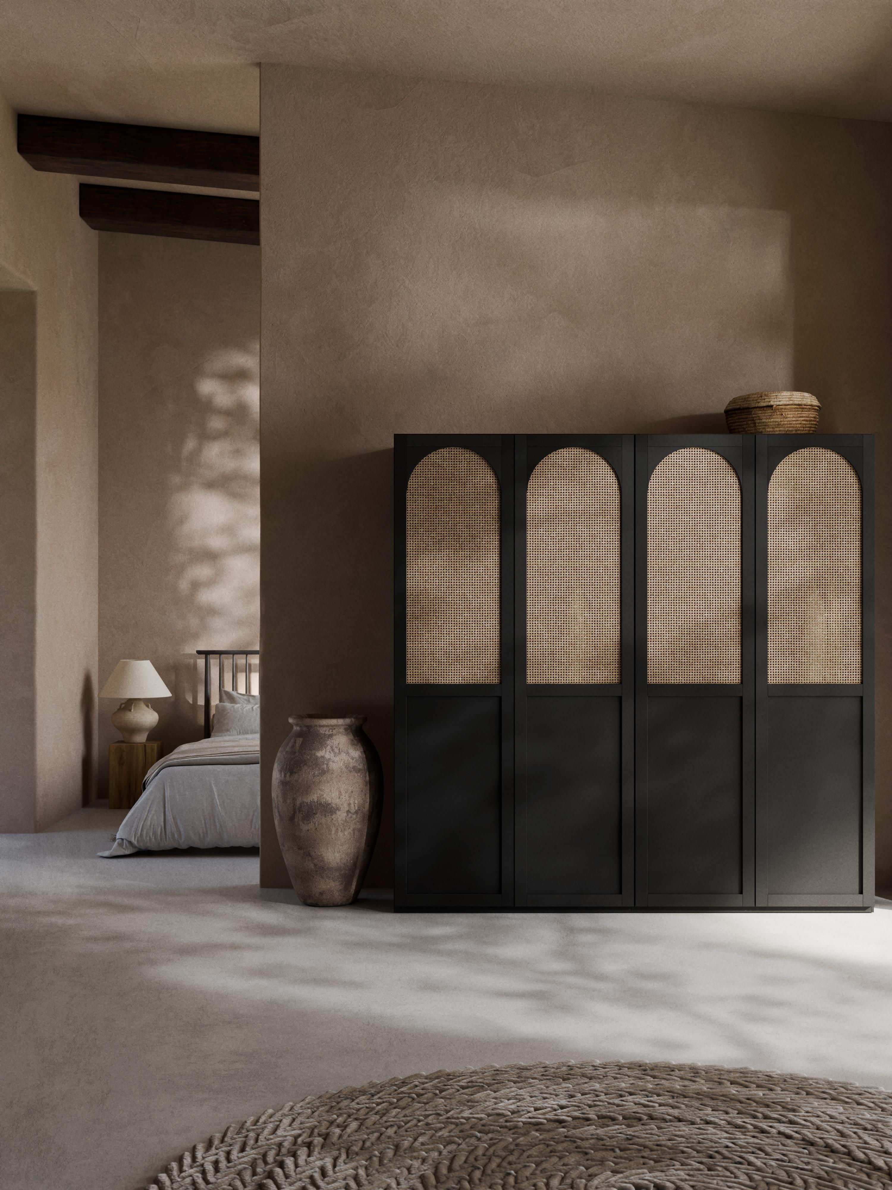 Jeanne Modular Hinged Door Wardrobe, 200 cm Wide, in various sizes