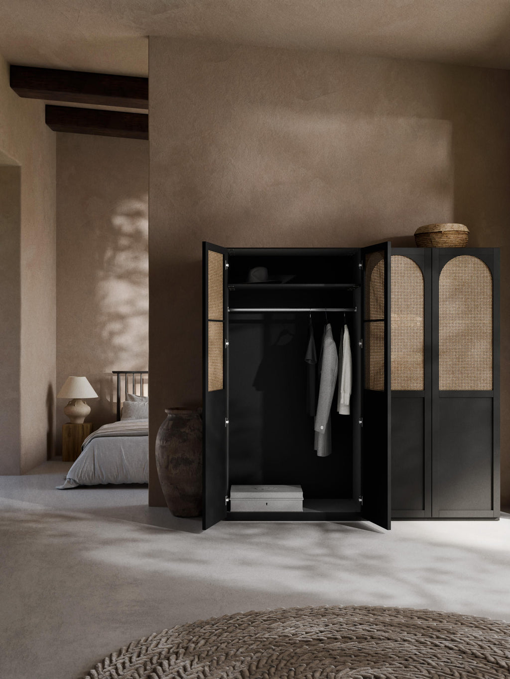 Jeanne Modular Hinged Door Wardrobe, 200 cm Wide, in various sizes