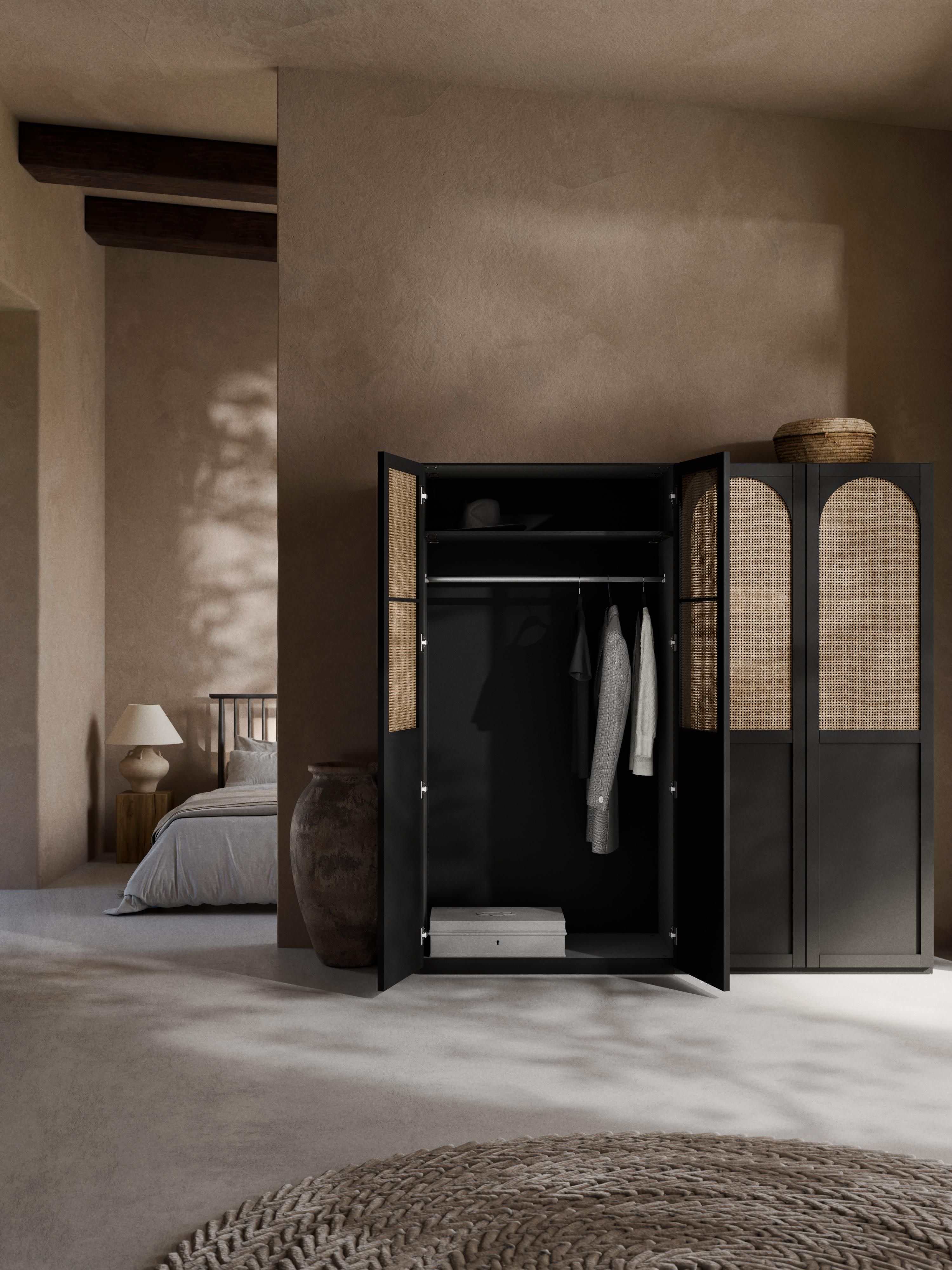 Jeanne Modular Hinged Door Wardrobe, 200 cm Wide, in various sizes