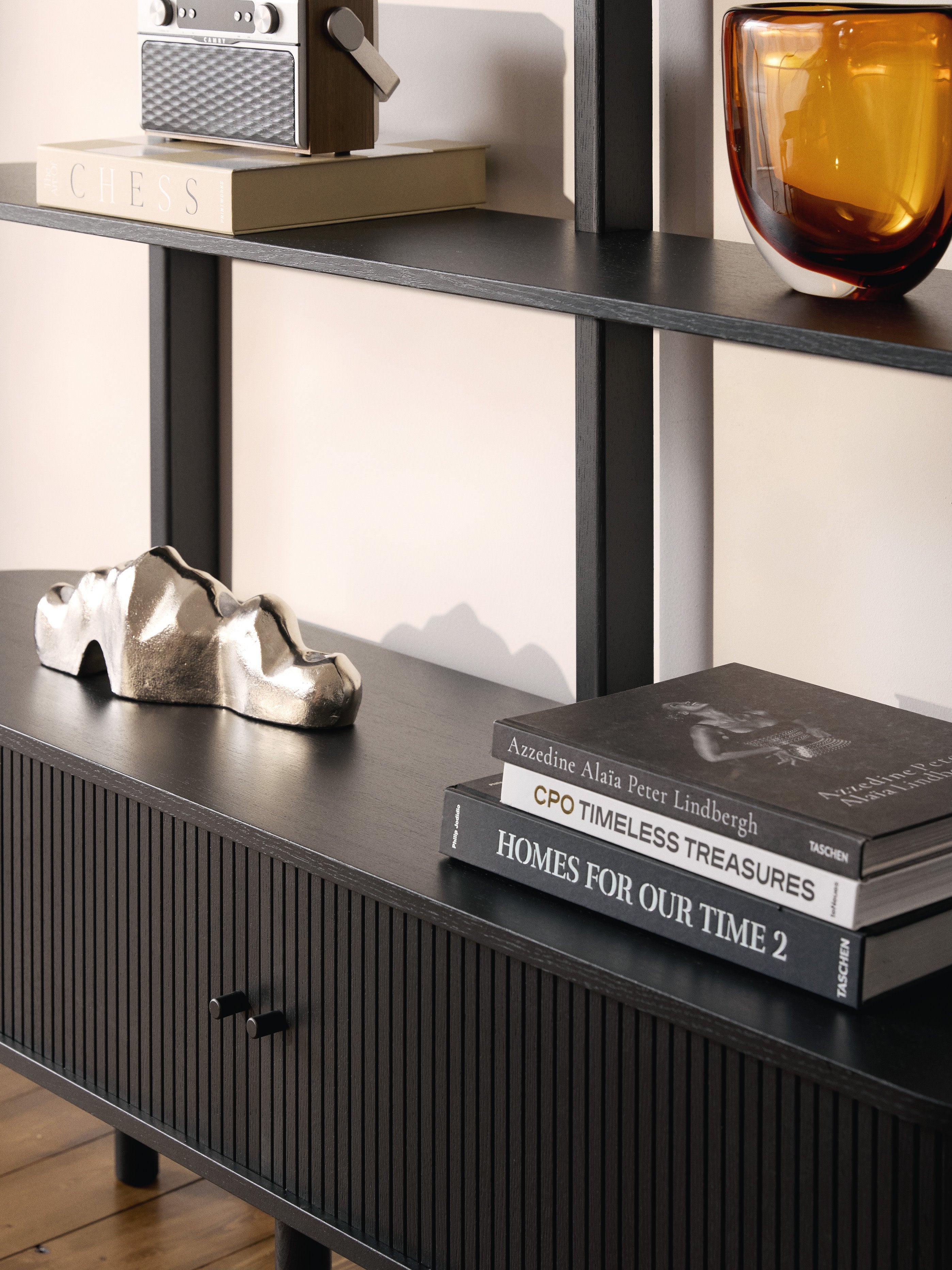 Calary Shelving Unit with Fluted Front
