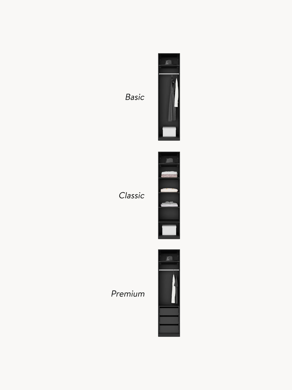 Simone Modular Revolving Door Wardrobe, 50 cm Wide, in various sizes