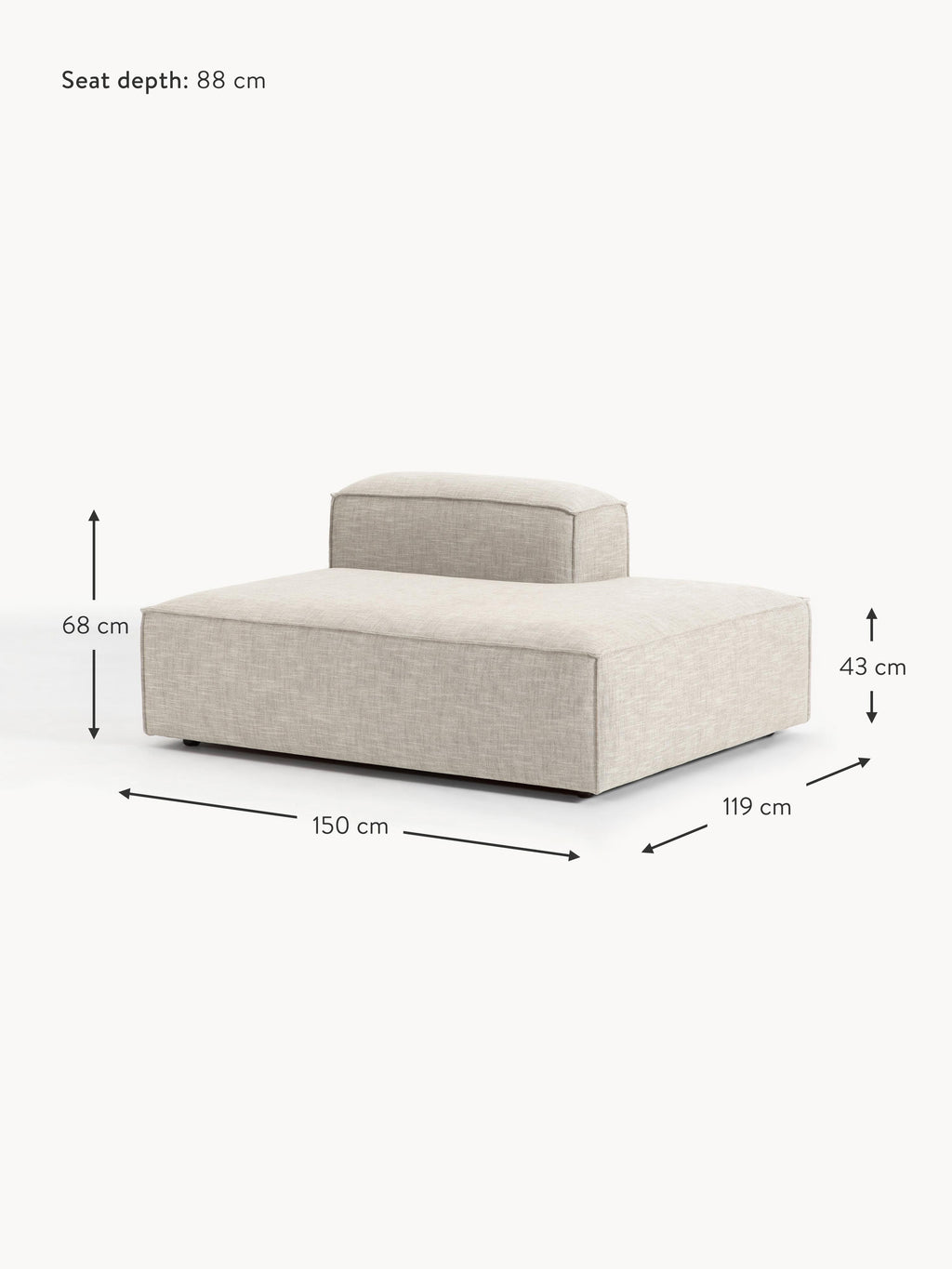 Lennon Linen Blend Chaise Module