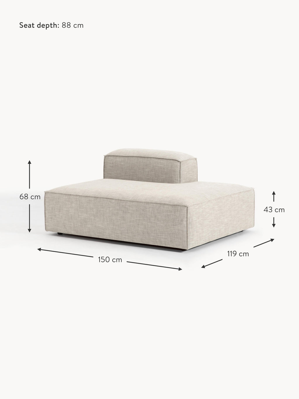 Lennon Linen Blend Chaise Module