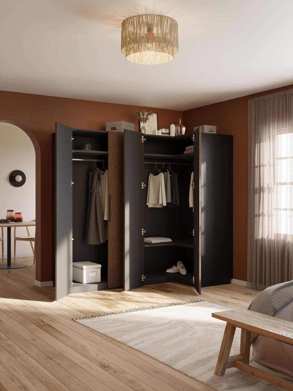 Simone Modular Corner Wardrobe, 215 cm Wide, in various sizes