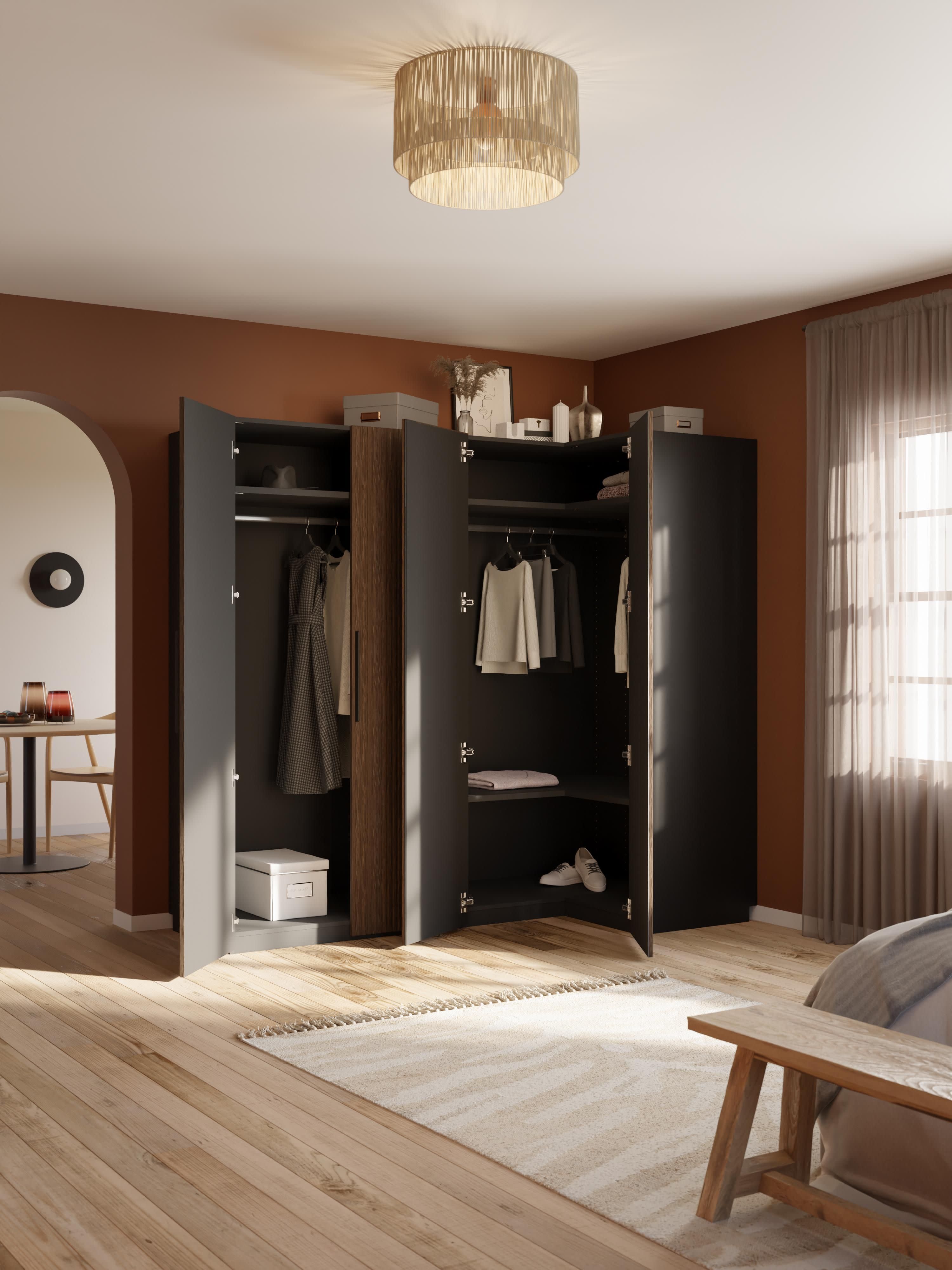 Simone Modular Corner Wardrobe, 215 cm Wide, in various sizes