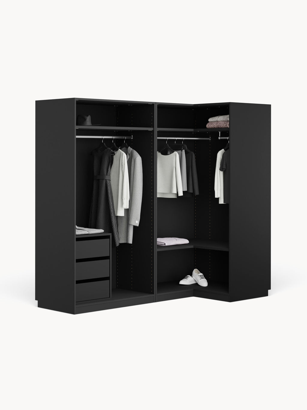 Simone Modular Corner Wardrobe, 215 cm Wide, in various sizes