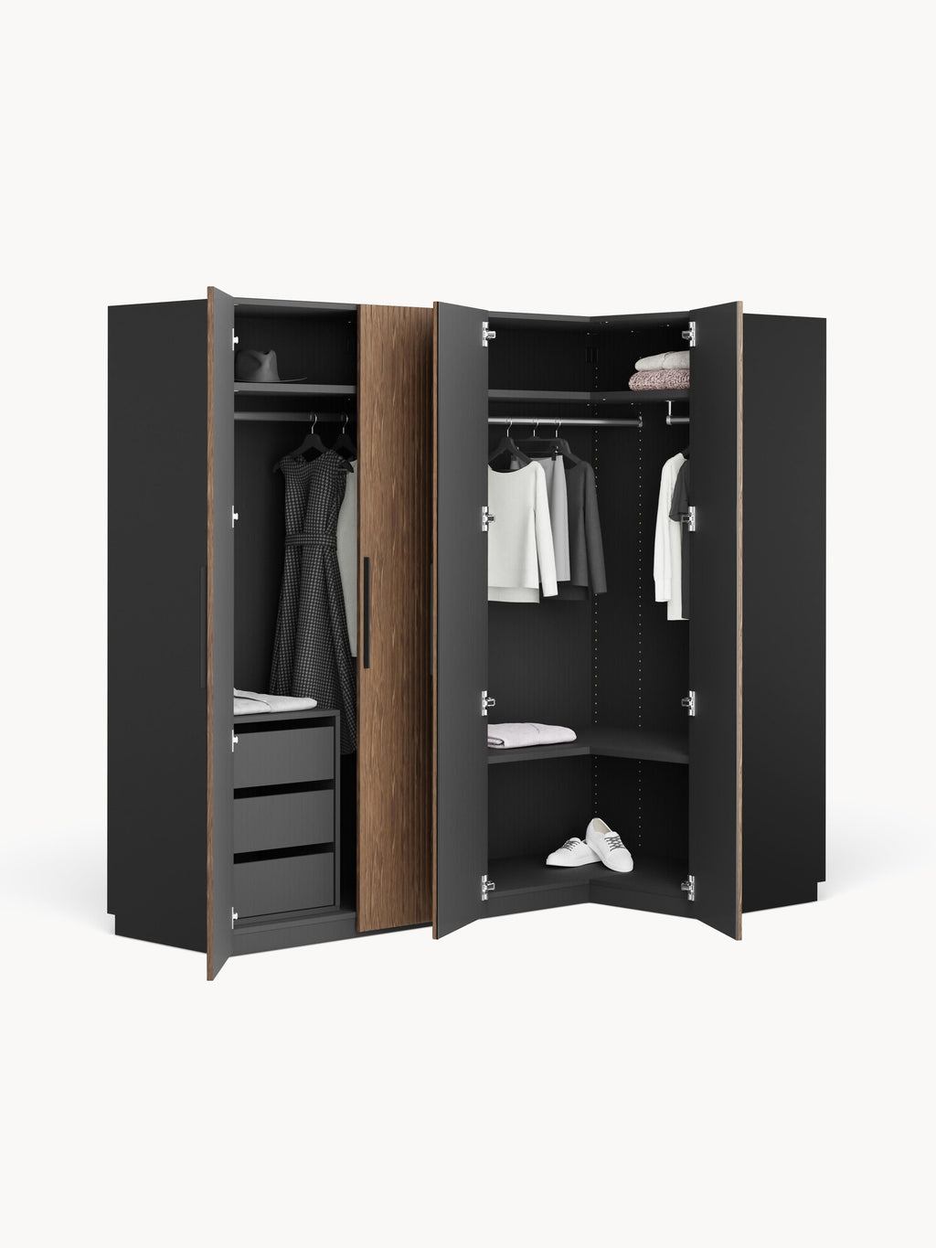 Simone Modular Corner Wardrobe, 215 cm Wide, in various sizes