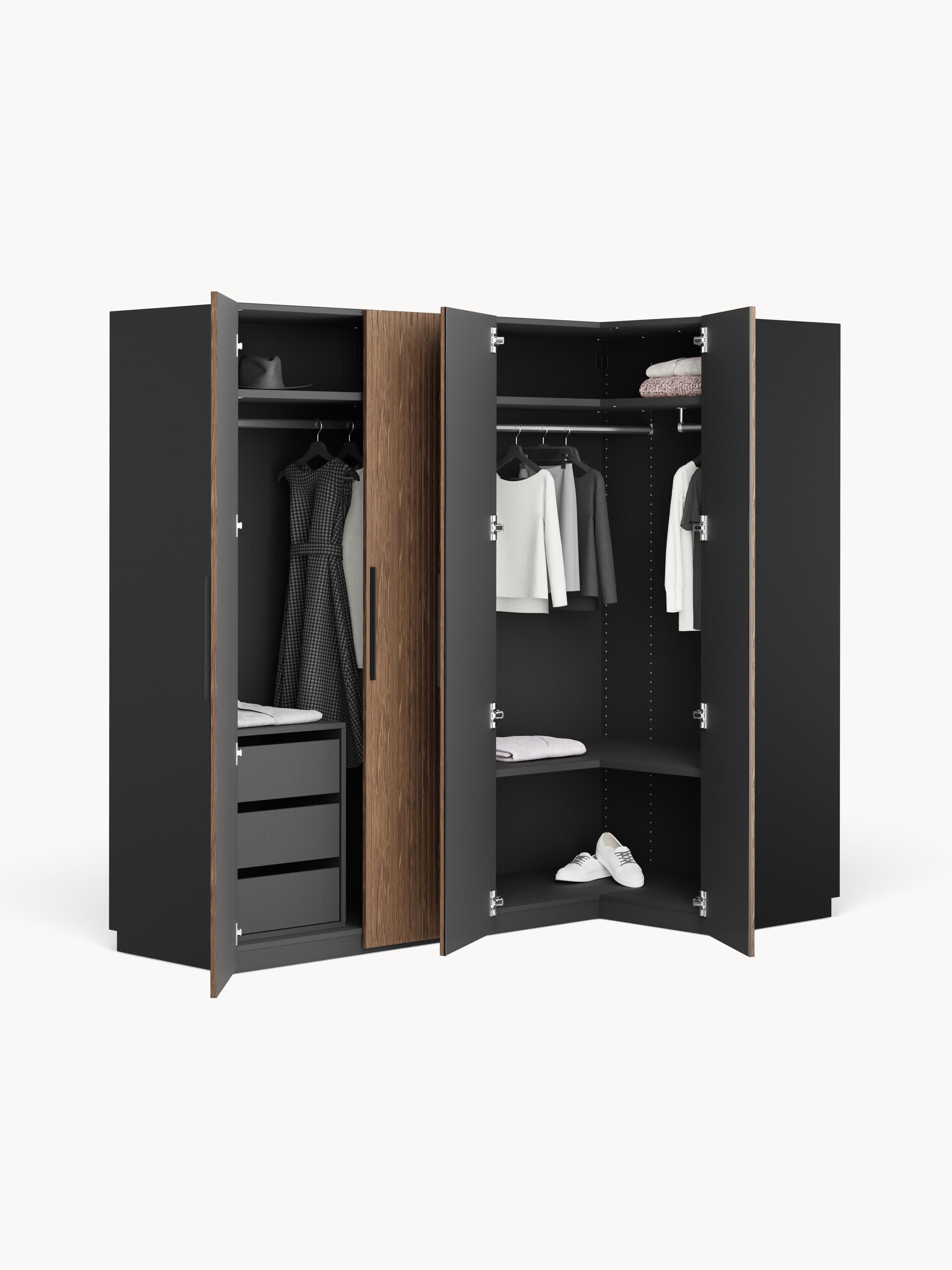 Simone Modular Corner Wardrobe, 215 cm Wide, in various sizes