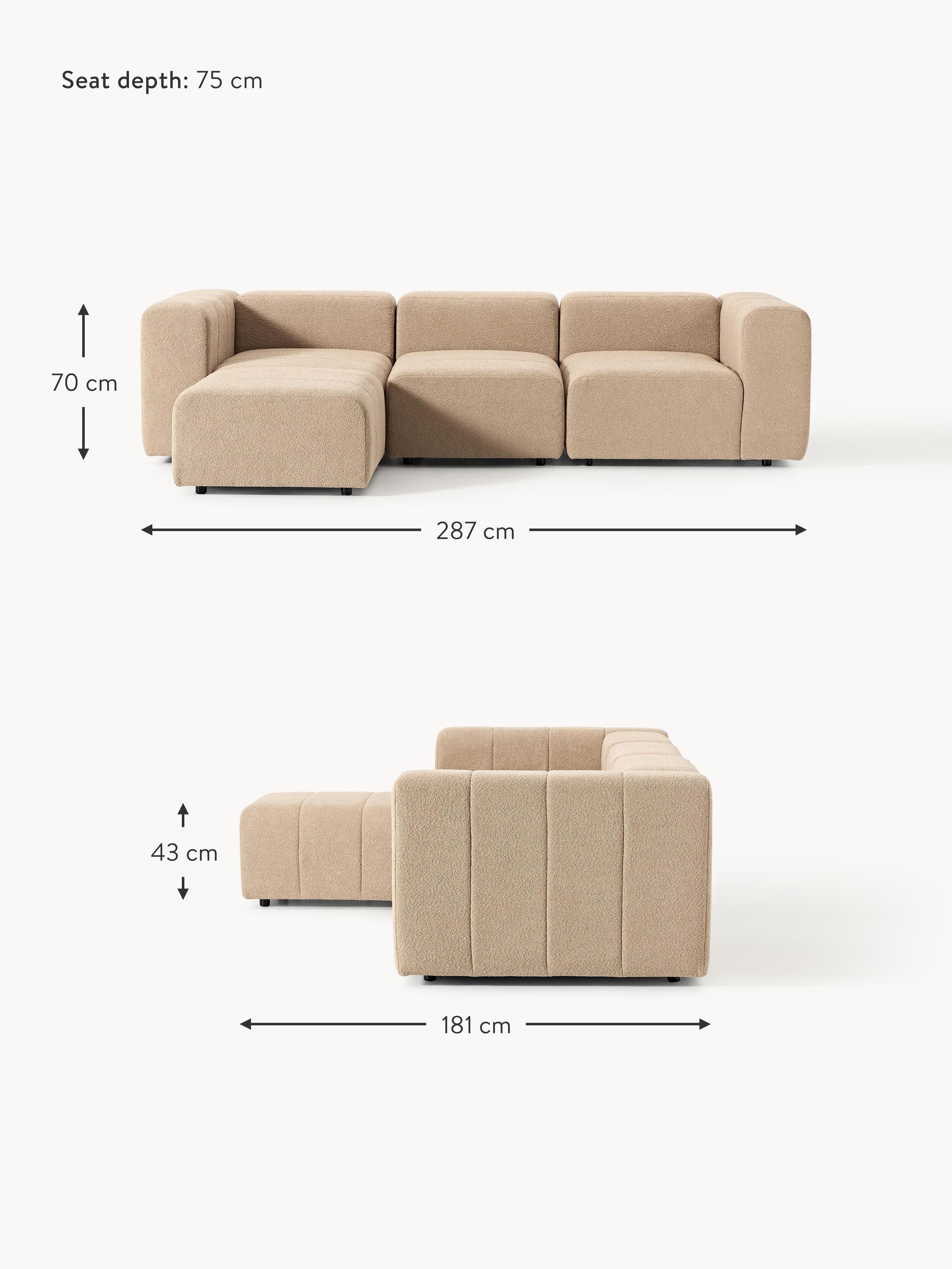 Lena Bouclé Modular Sofa (4-seater) with Ottoman (left/right)