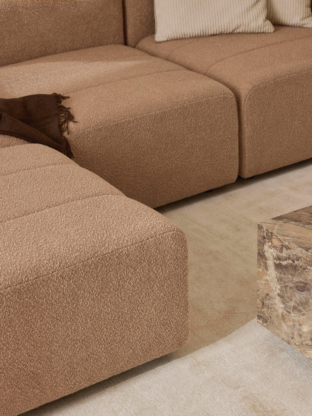 Lena Bouclé Modular Sofa (4-seater) with Ottoman (left/right)