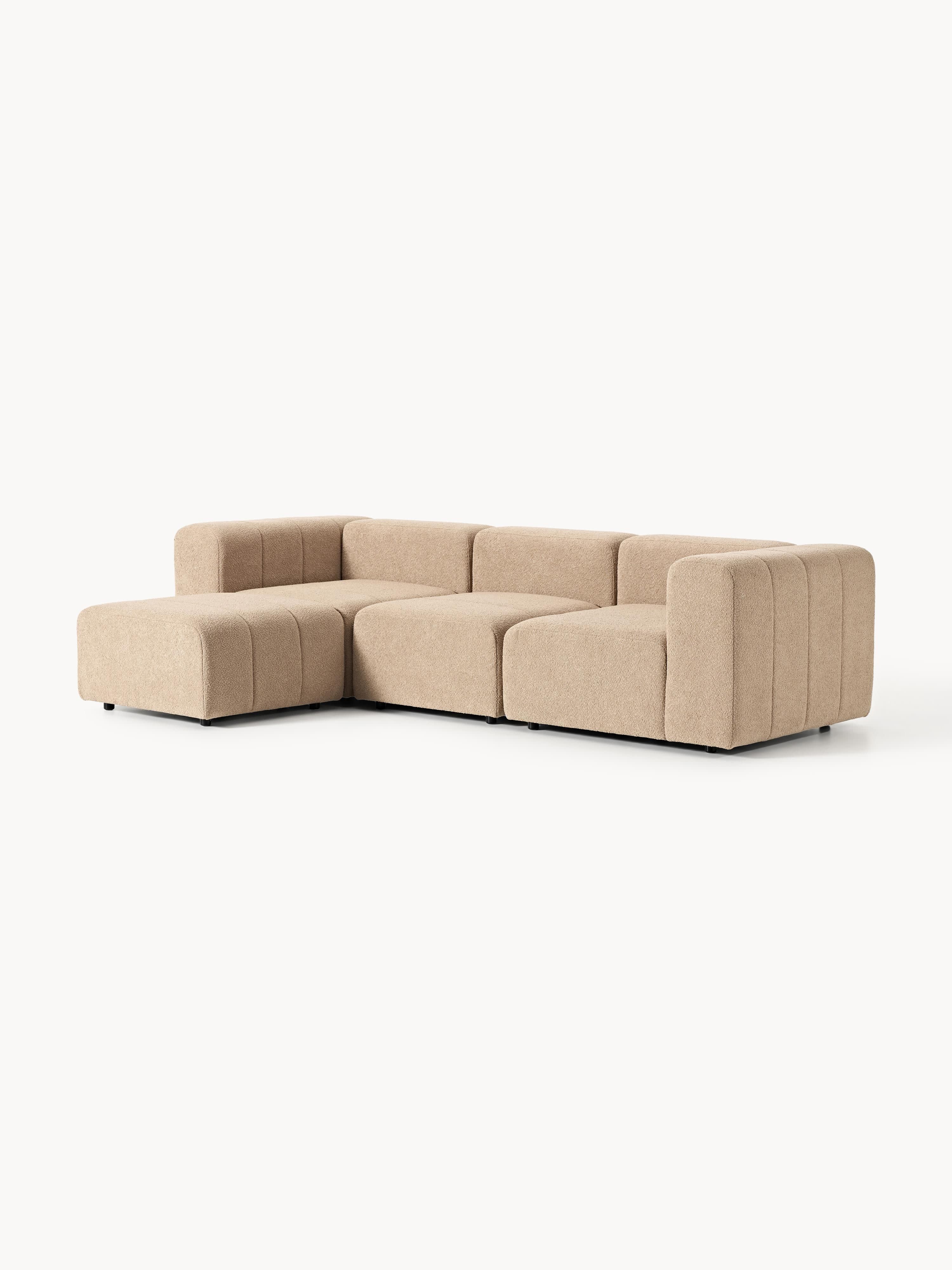Lena Bouclé Modular Sofa (4-seater) with Ottoman (left/right)