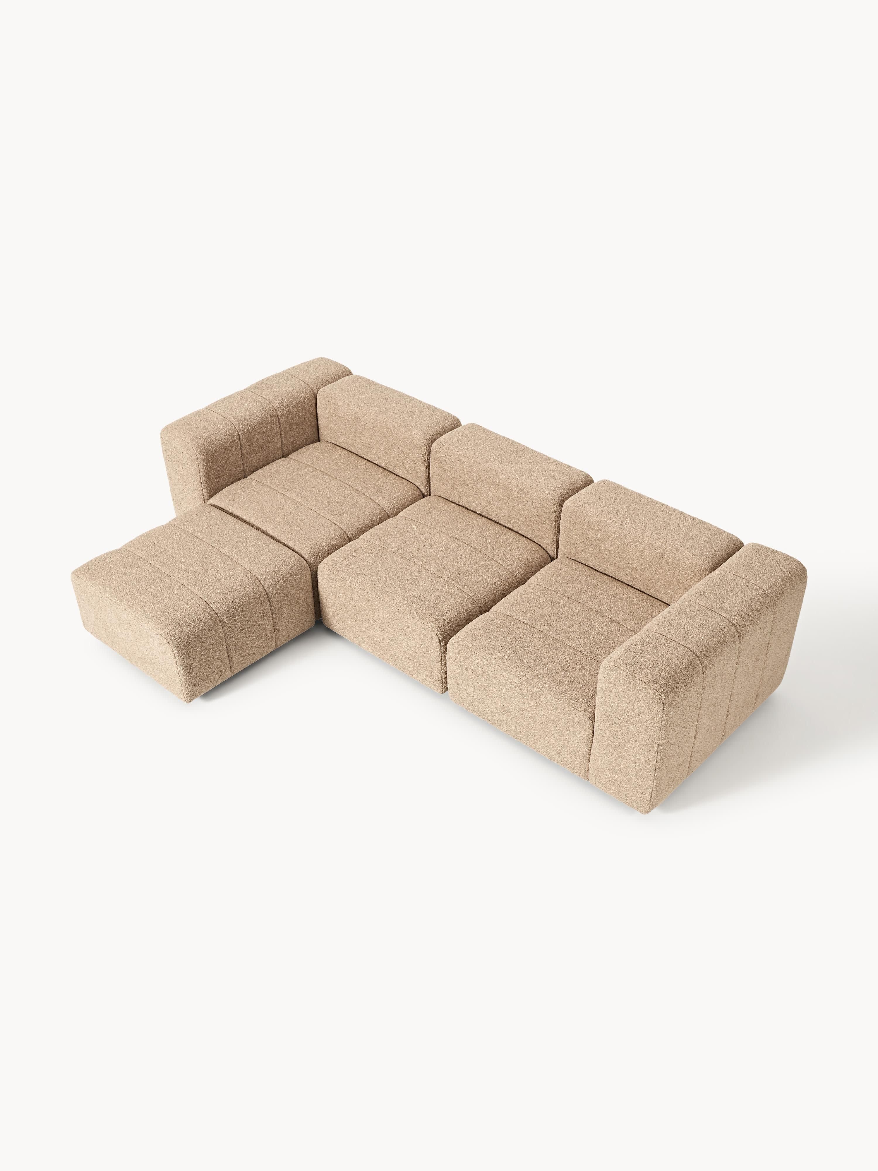 Lena Bouclé Modular Sofa (4-seater) with Ottoman (left/right)