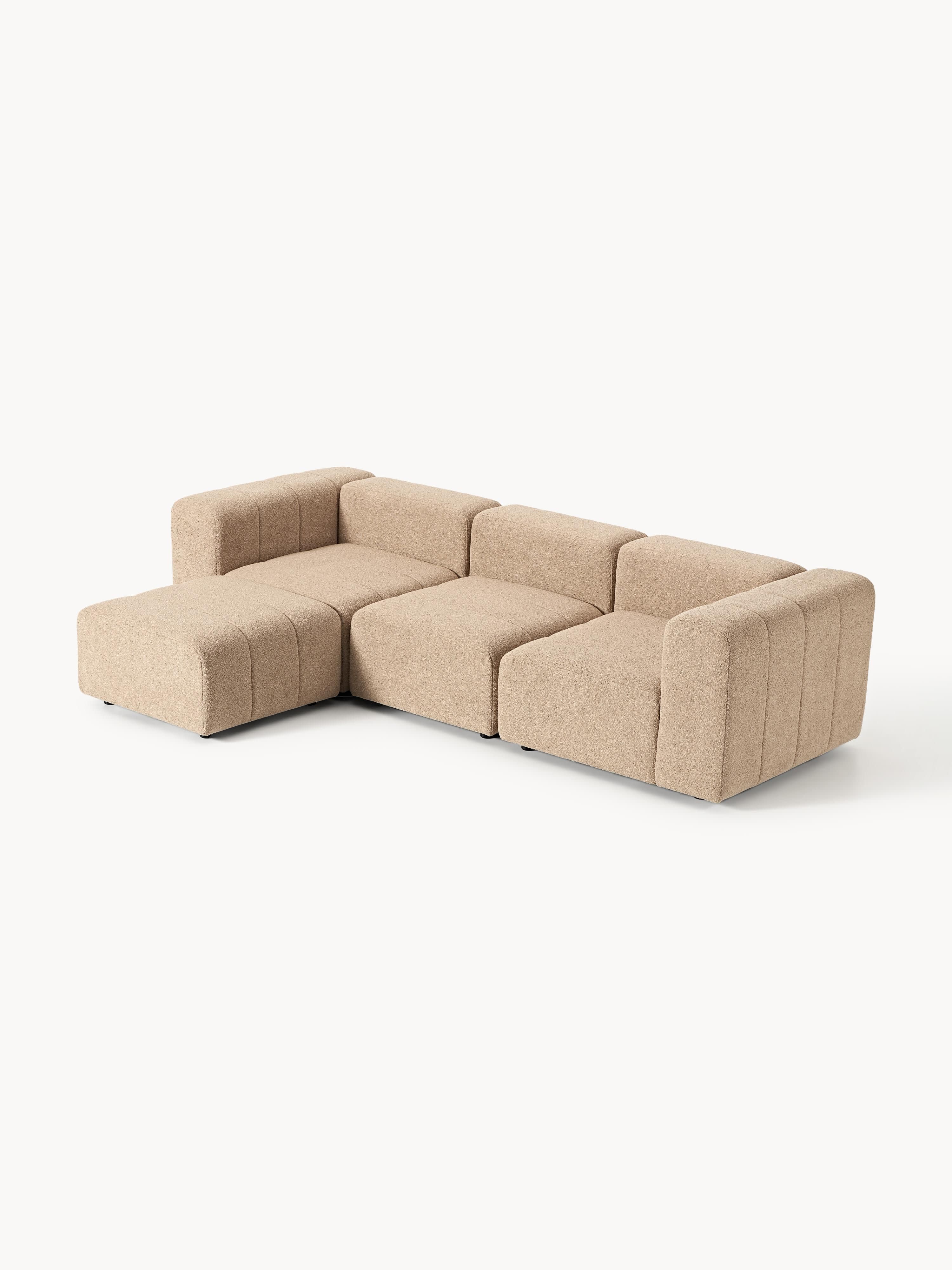Lena Bouclé Modular Sofa (4-seater) with Ottoman (left/right)