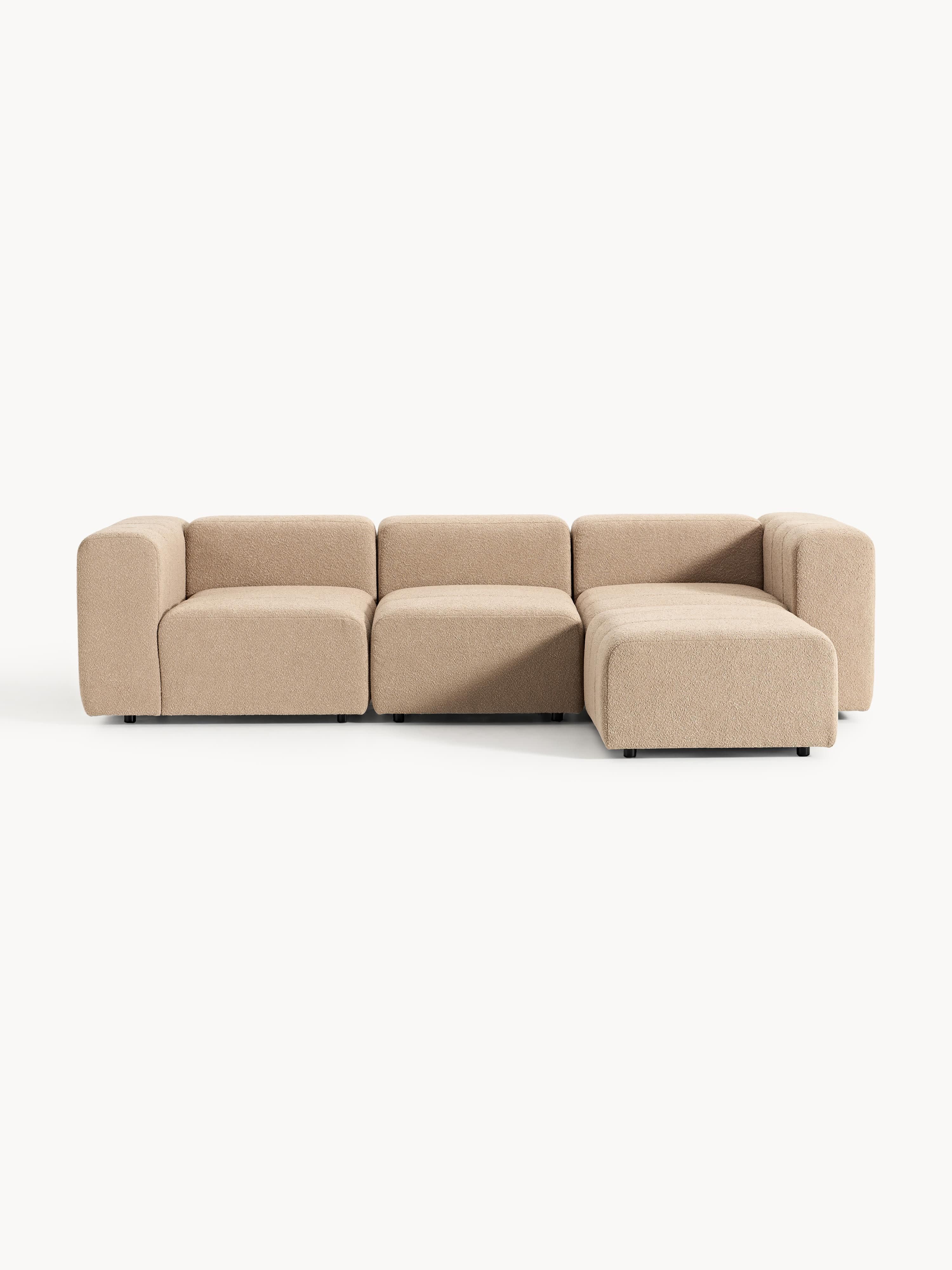 Lena Bouclé Modular Sofa (4-seater) with Ottoman (left/right)