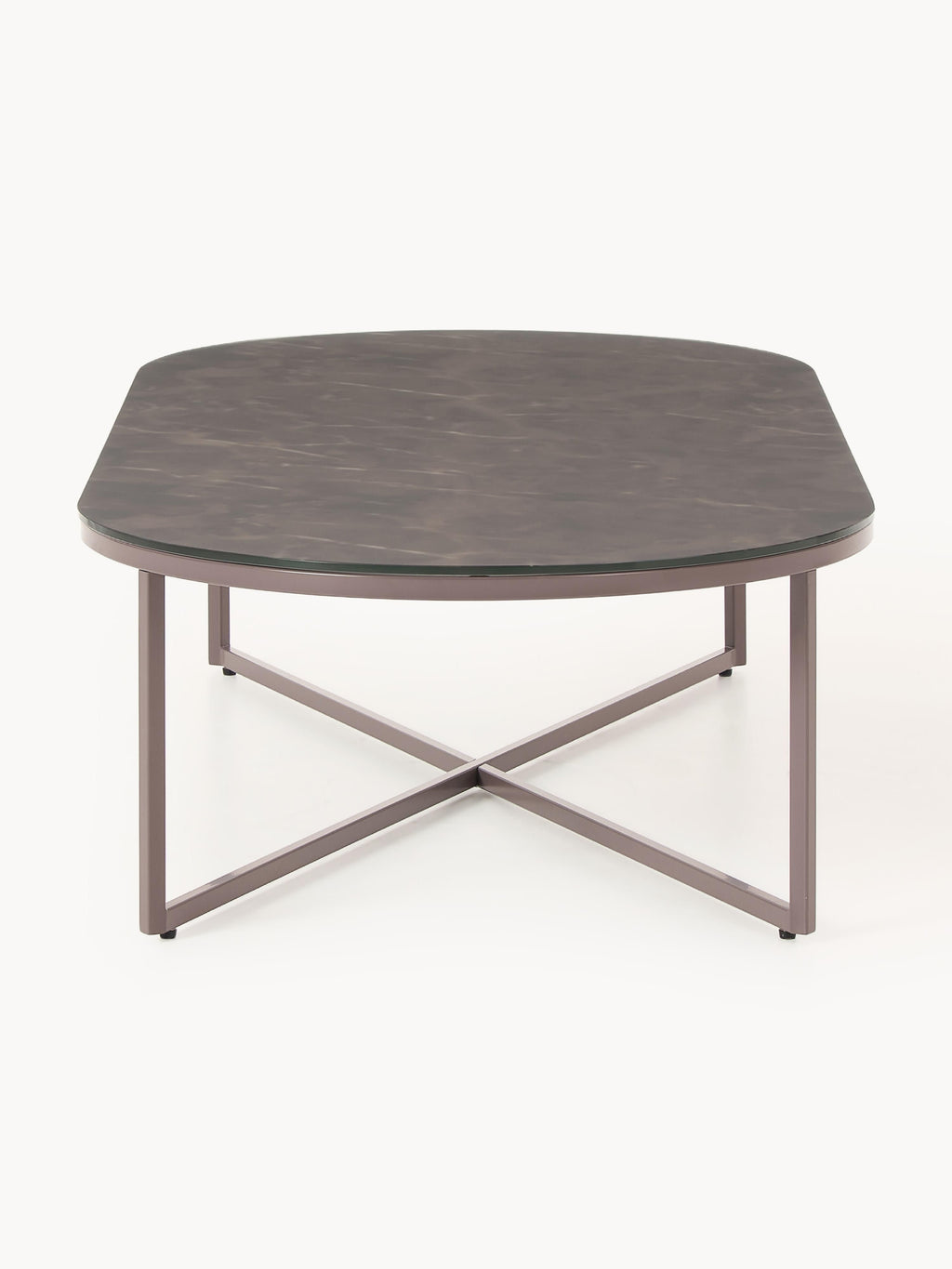 Antigua Oval Coffee Table with Marble Effect Glass Top