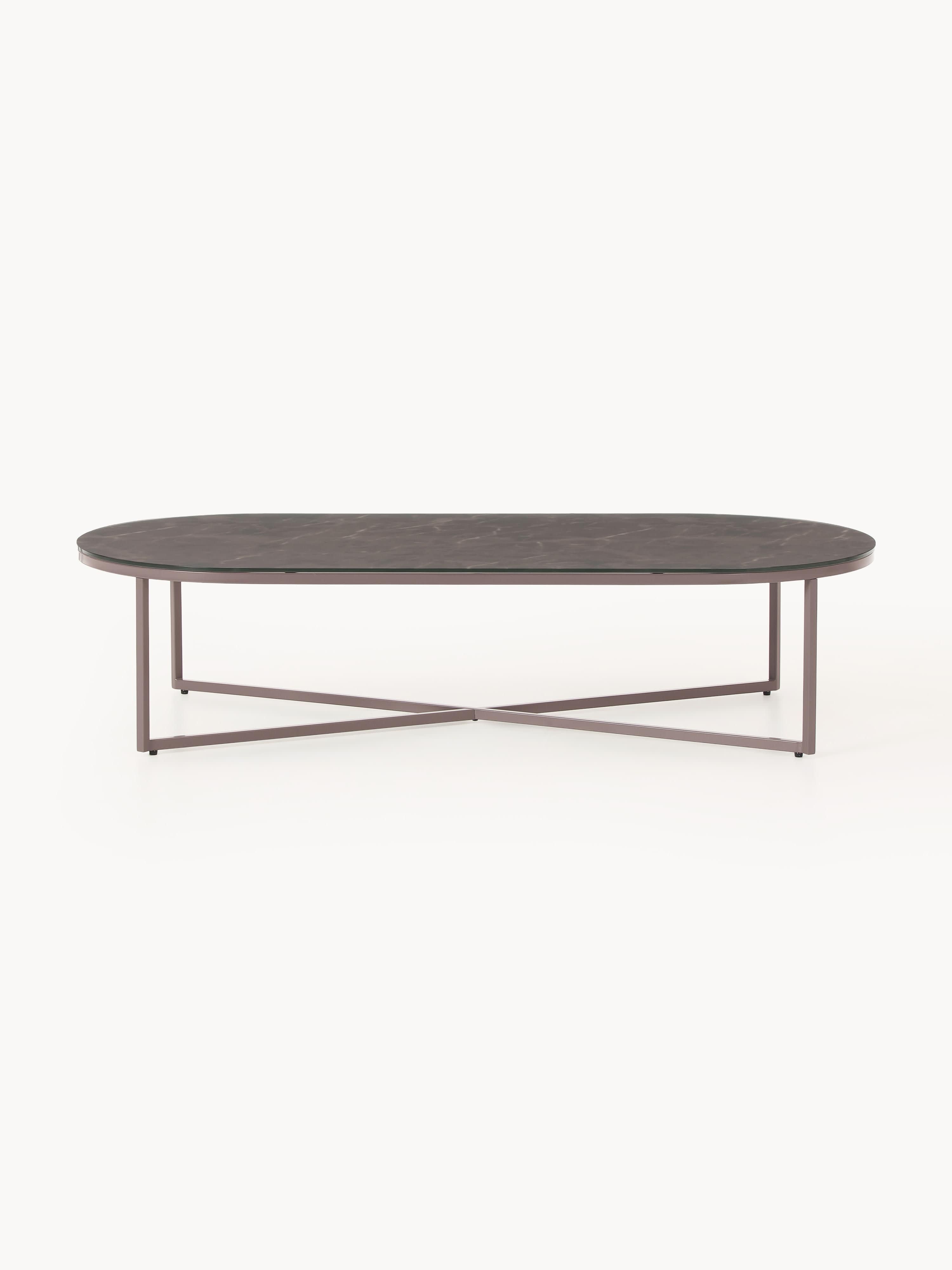 Antigua Oval Coffee Table with Marble Effect Glass Top