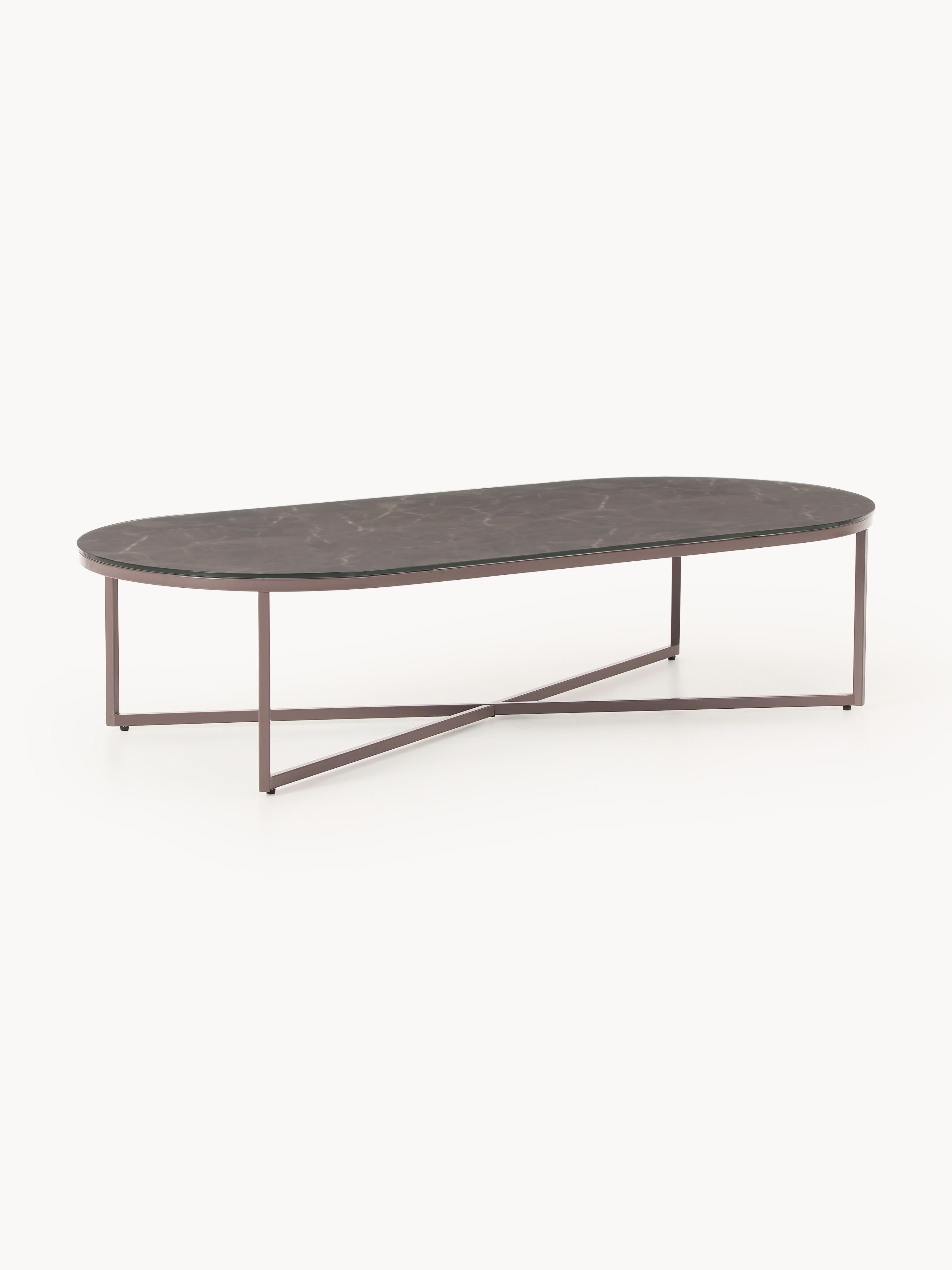 Gallery image 1 - Oval Coffee Table Antigua with Marble Effect Glass Top