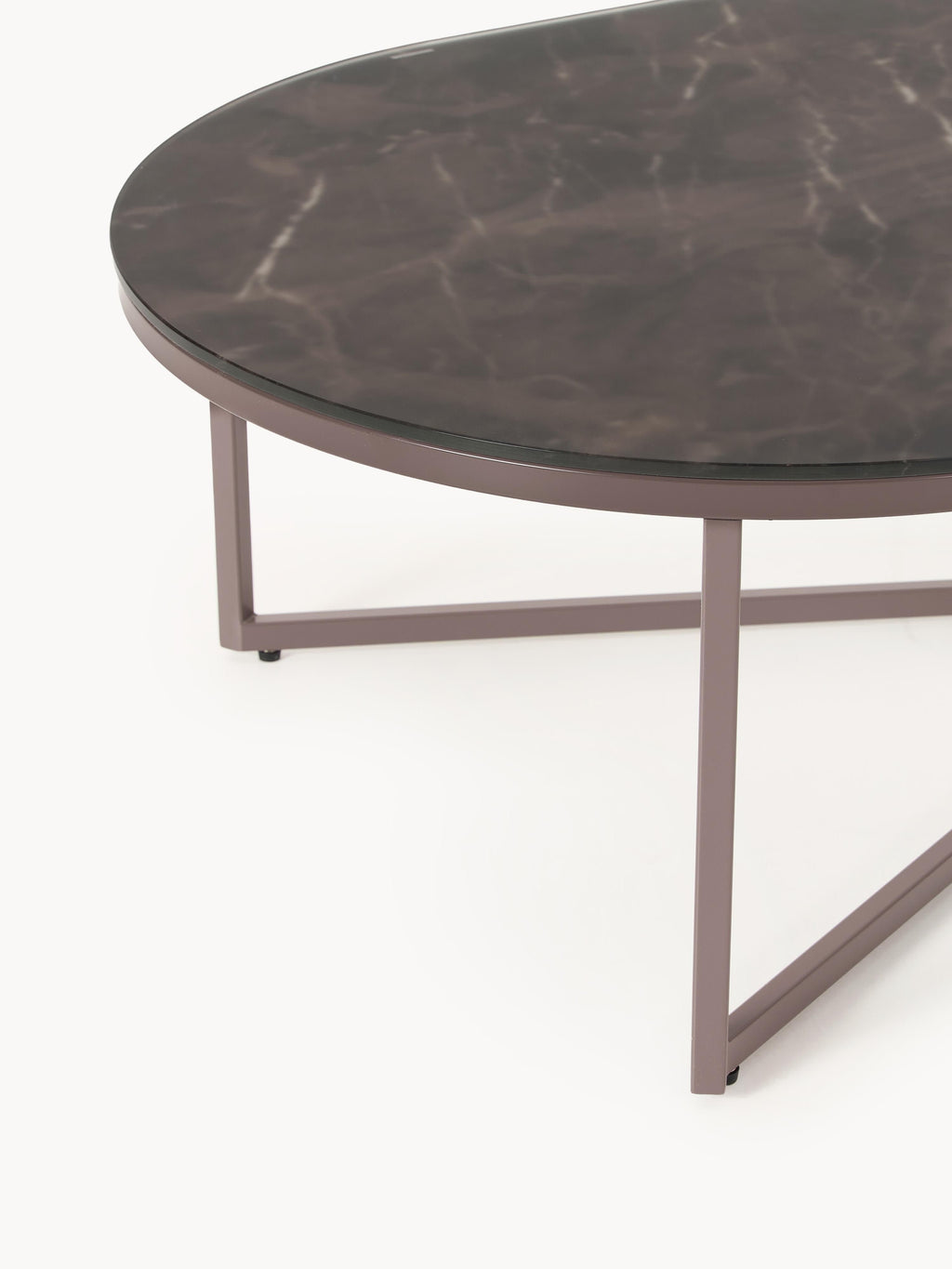 Antigua Oval Coffee Table with Marble Effect Glass Top