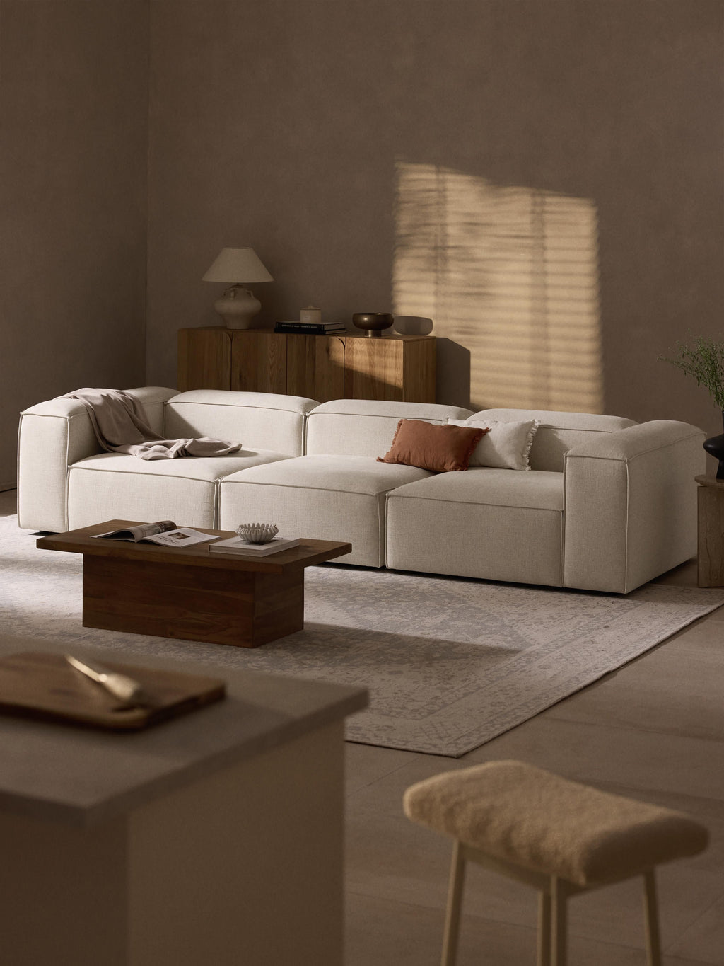 Lennon Linen Blend Modular Sofa (4-seater)