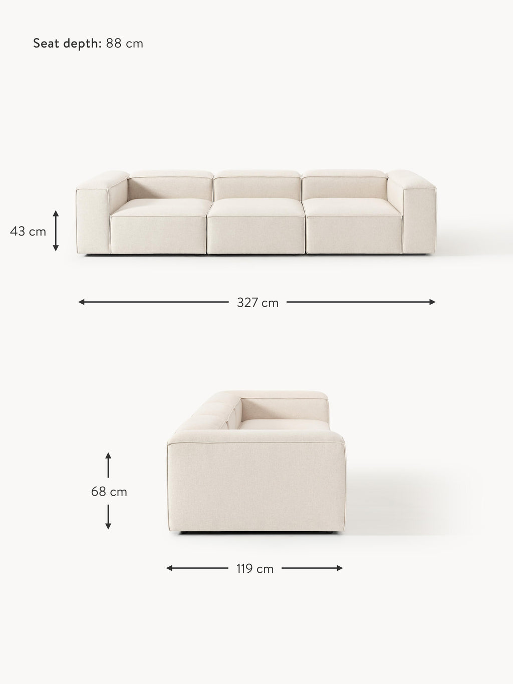 Lennon Linen Blend Modular Sofa (4-seater)