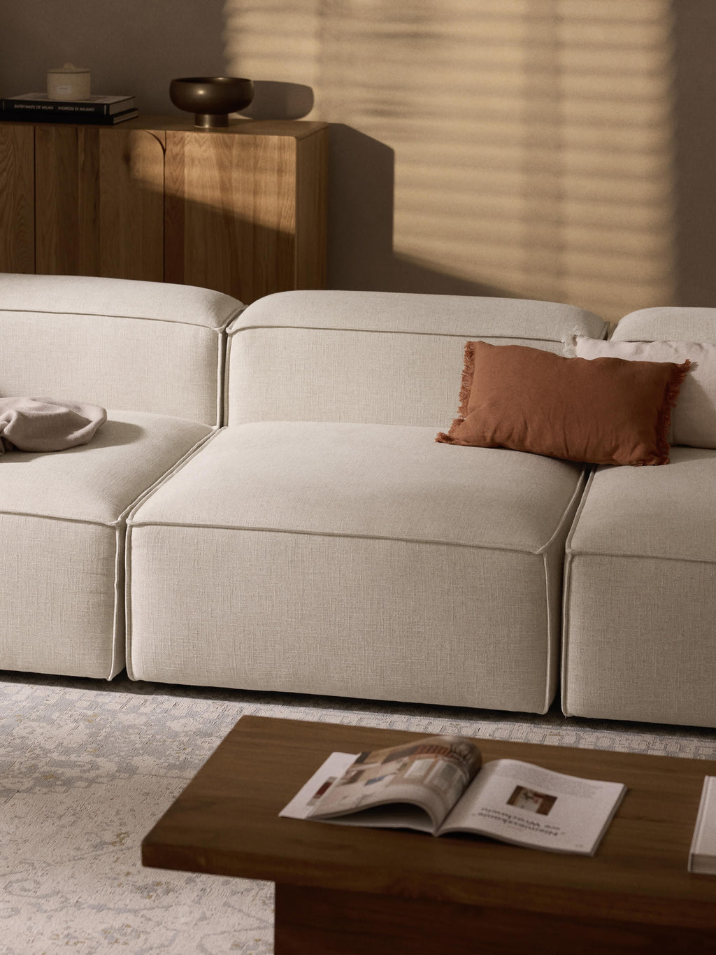 Lennon Linen Blend Modular Sofa (4-seater)