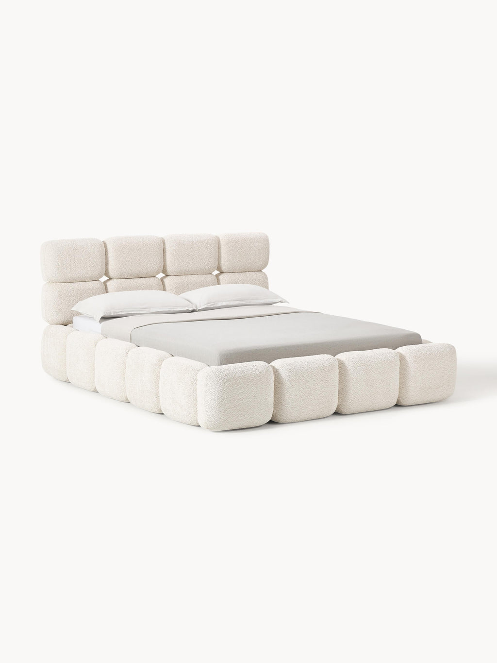 Gallery image 1 - Upholstered Teddy Bouclé Bed Tayla with Storage Space