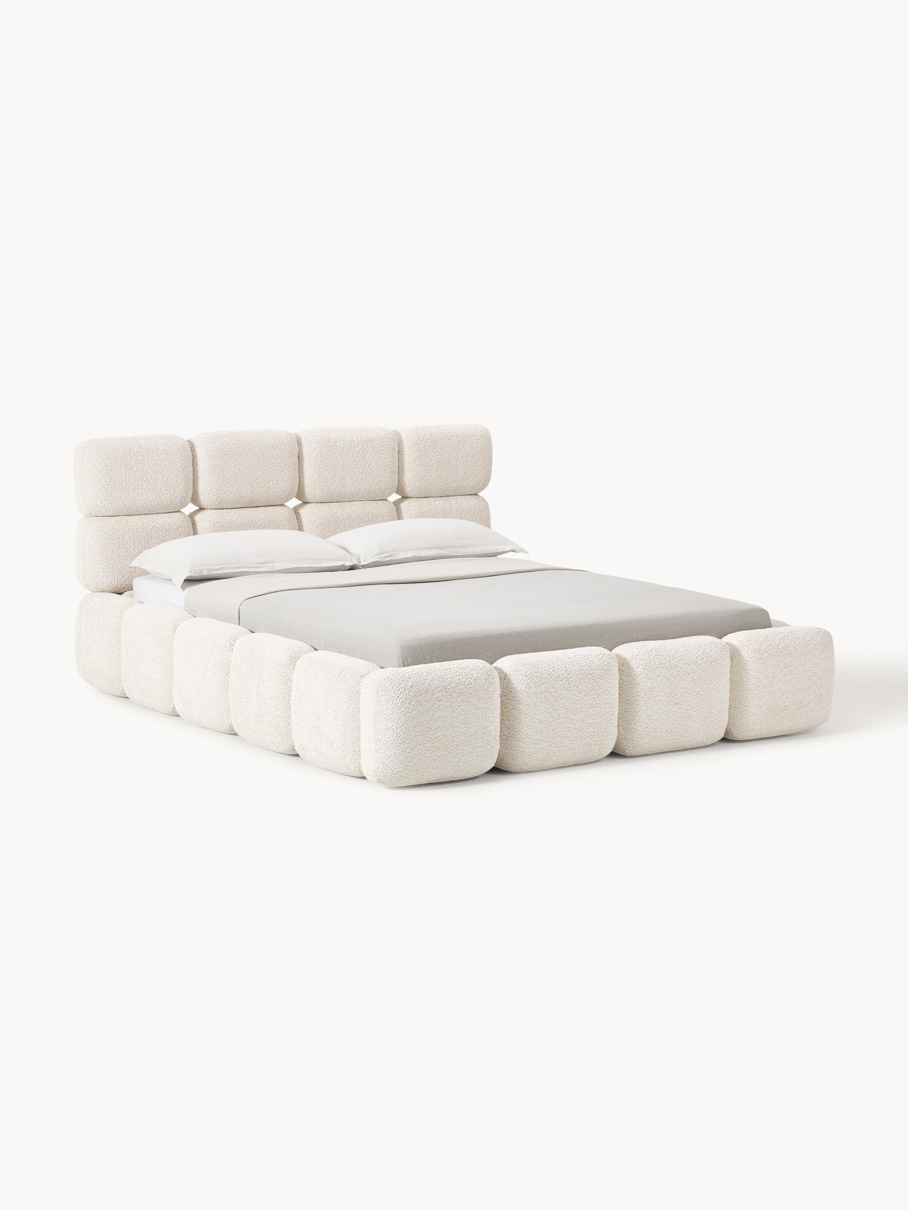 Gallery image 1 - Upholstered Teddy Bouclé Bed Tayla with Storage Space