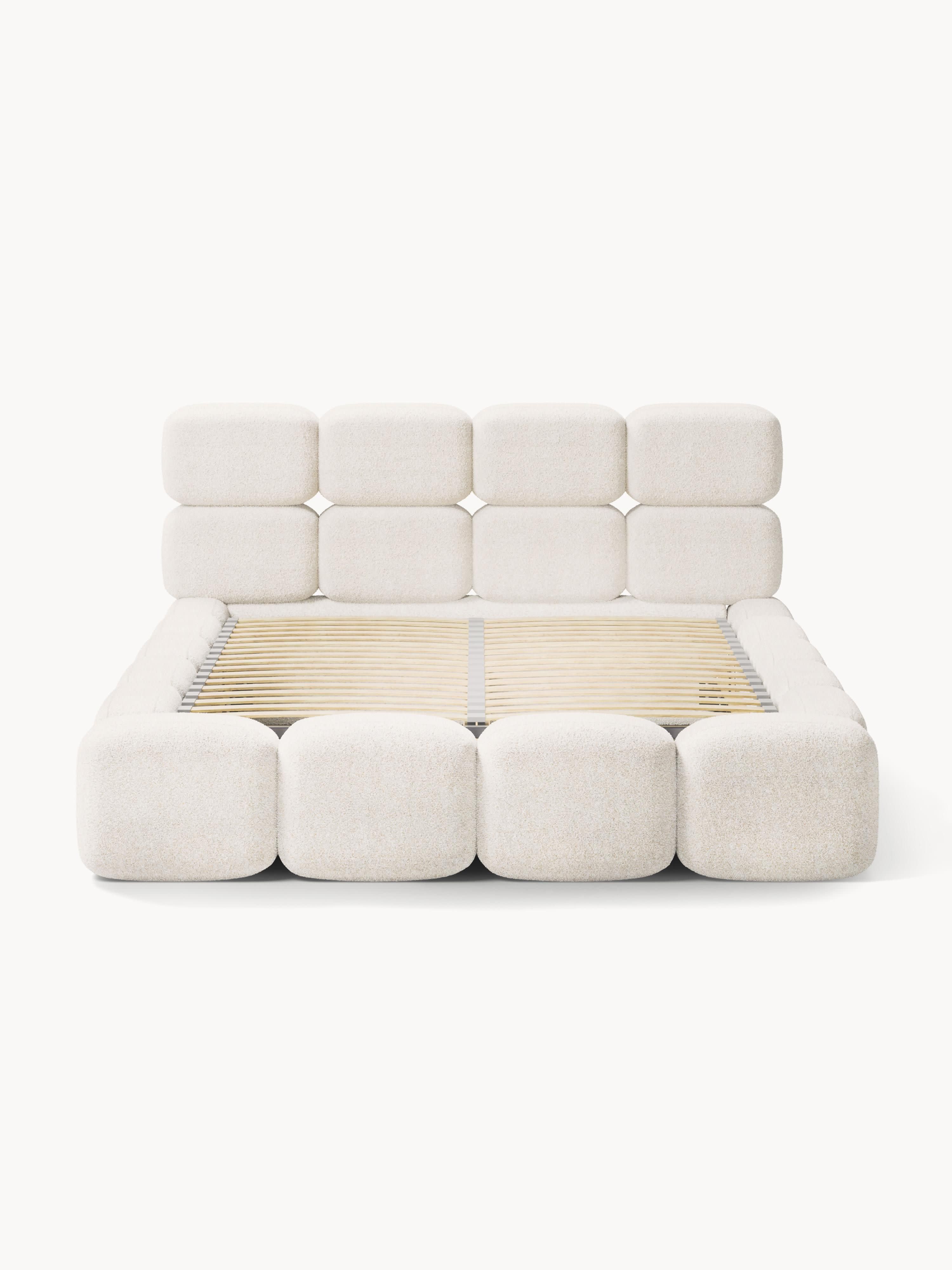 Tayla Upholstered Teddy Bouclé Bed with Storage Space