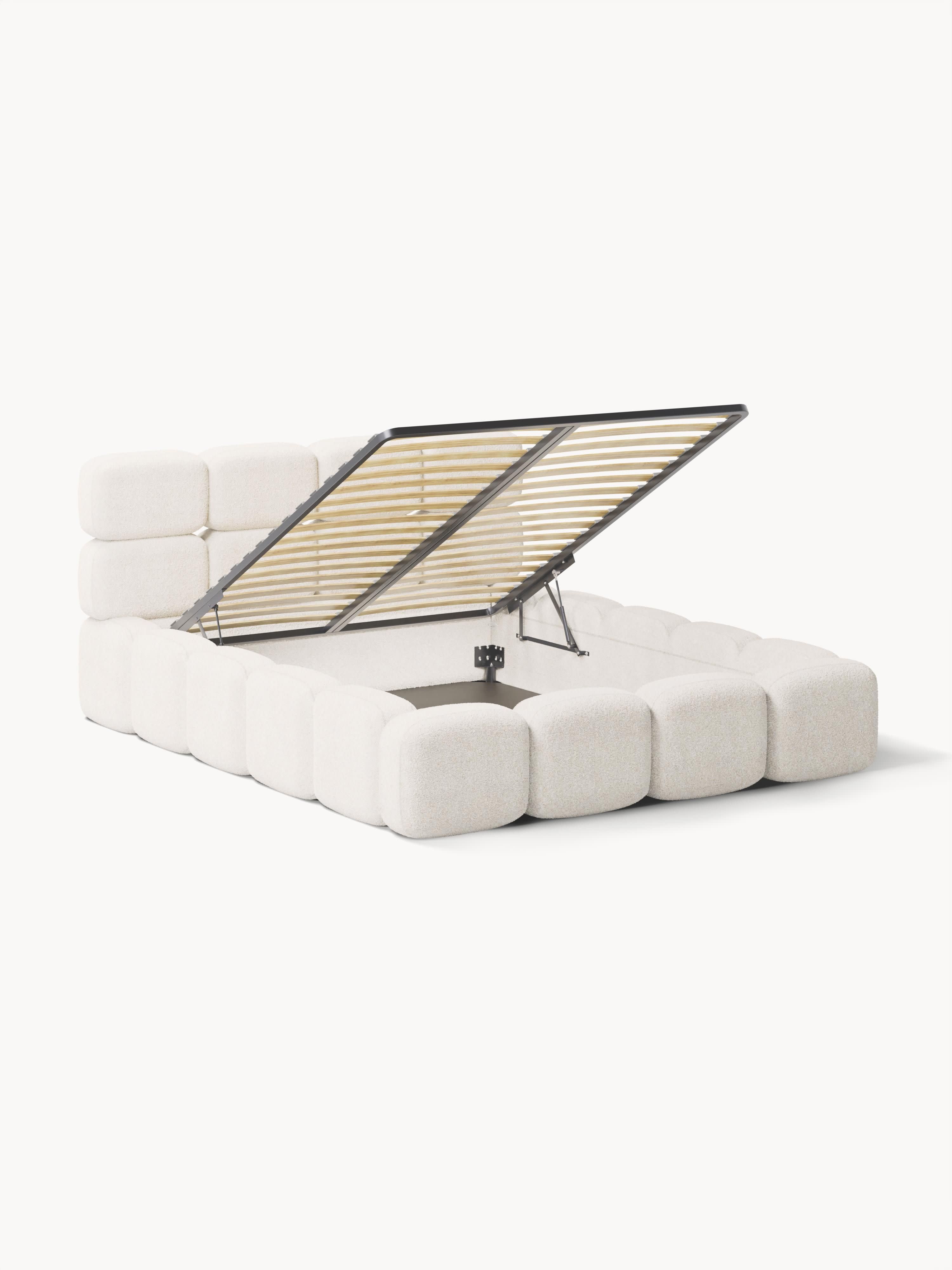 Tayla Upholstered Teddy Bouclé Bed with Storage Space