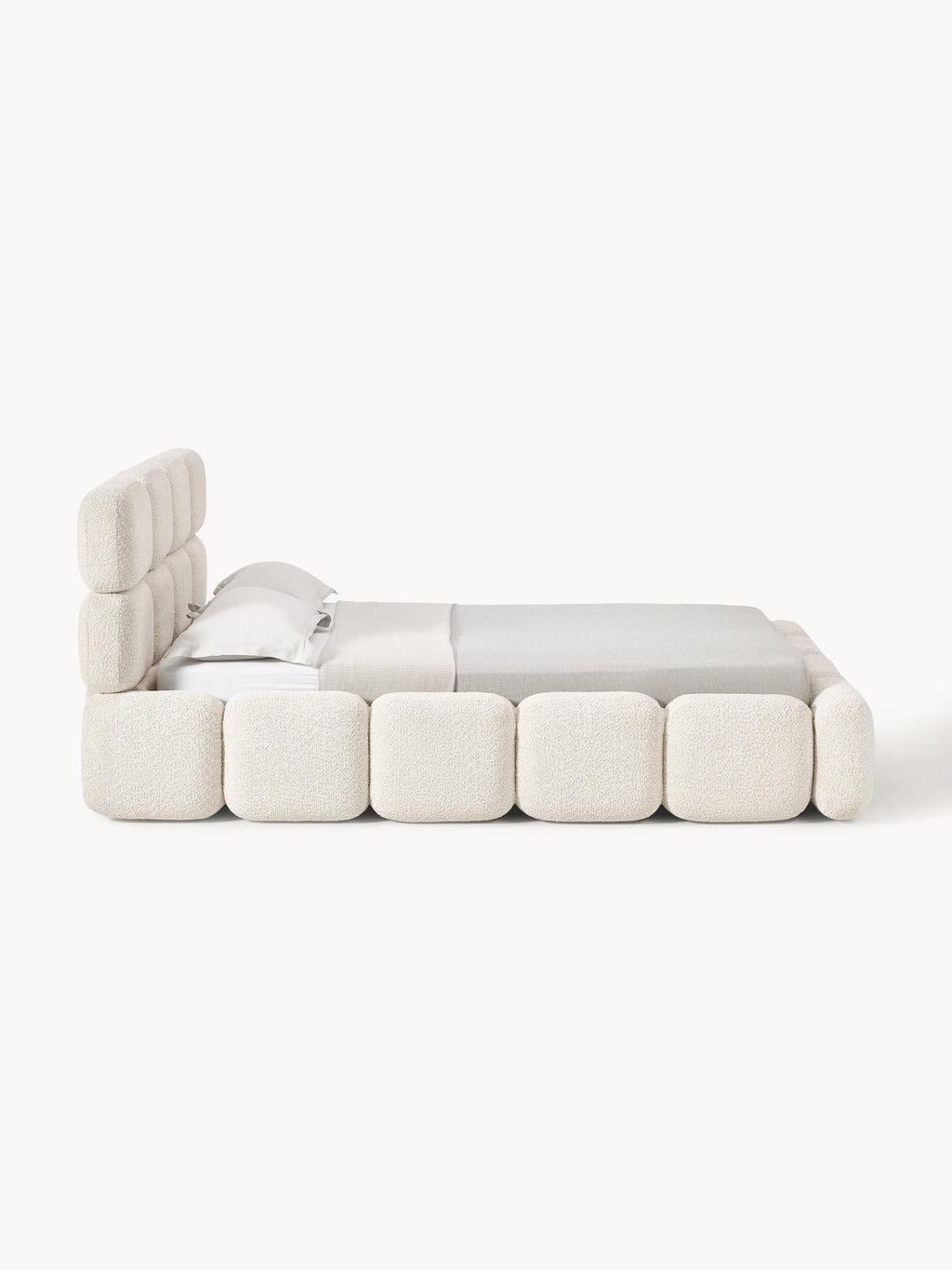 Tayla Upholstered Teddy Bouclé Bed with Storage Space