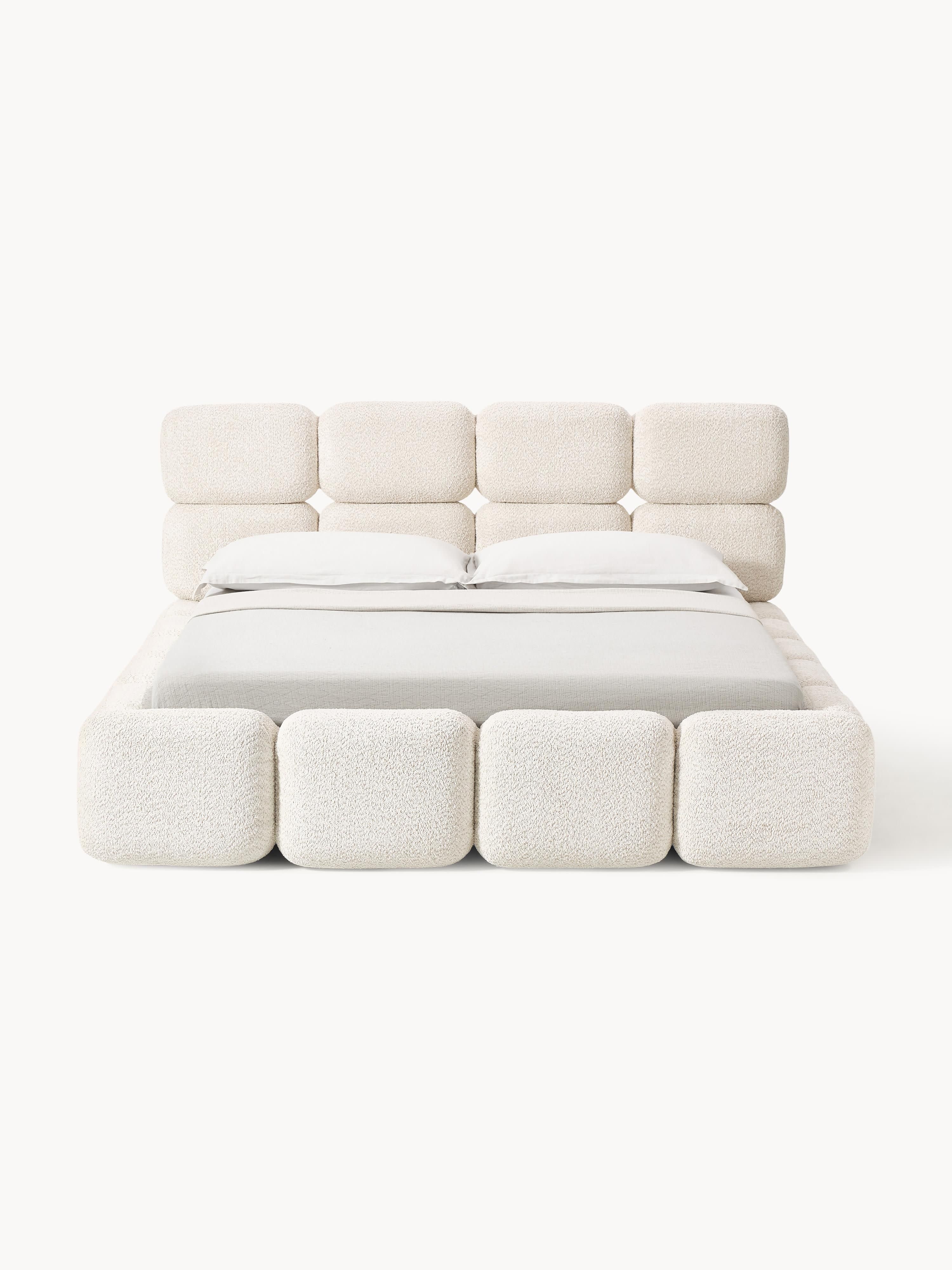 Tayla Upholstered Teddy Bouclé Bed with Storage Space