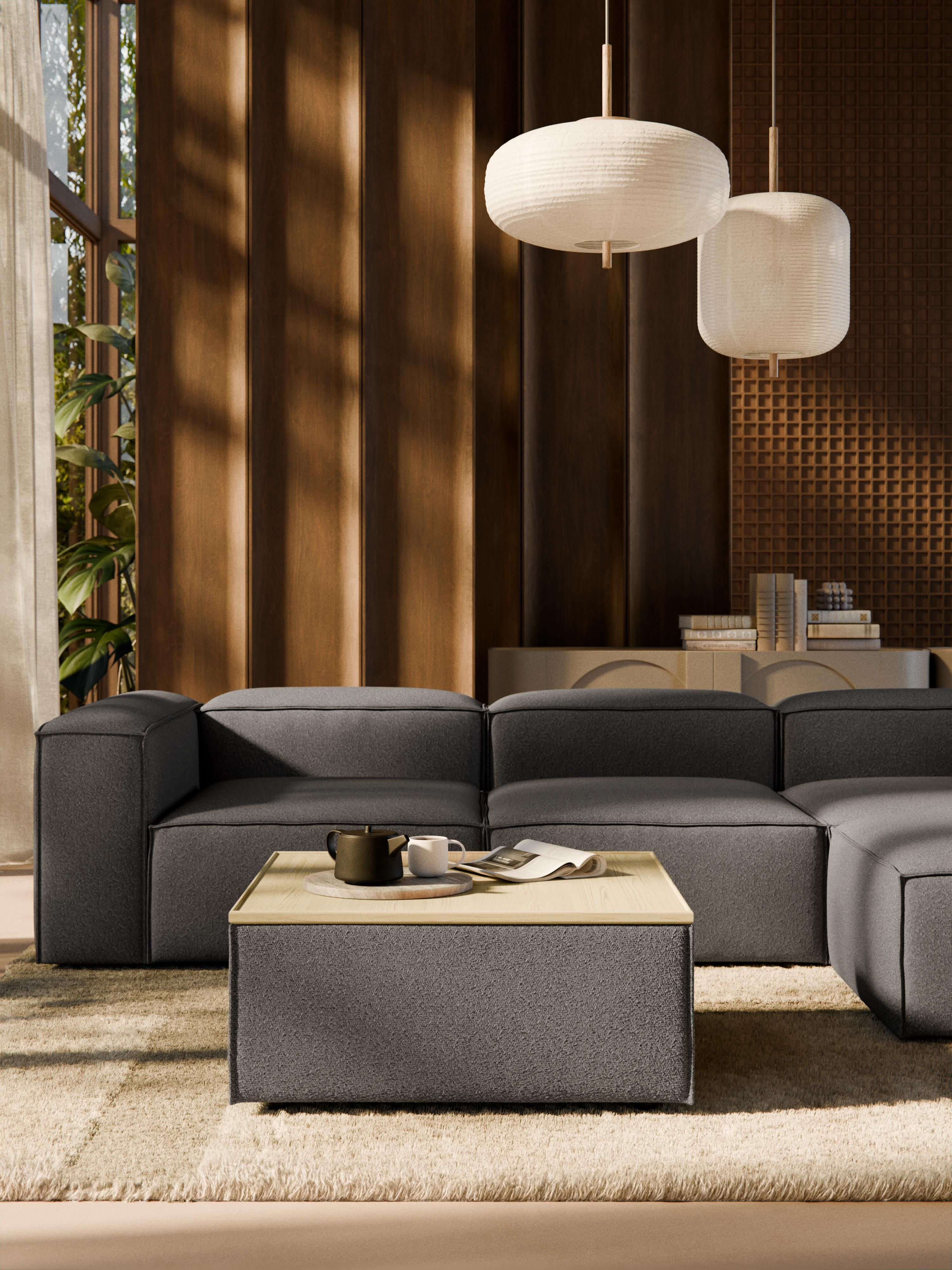 Lennon Bouclé Ottoman with Storage