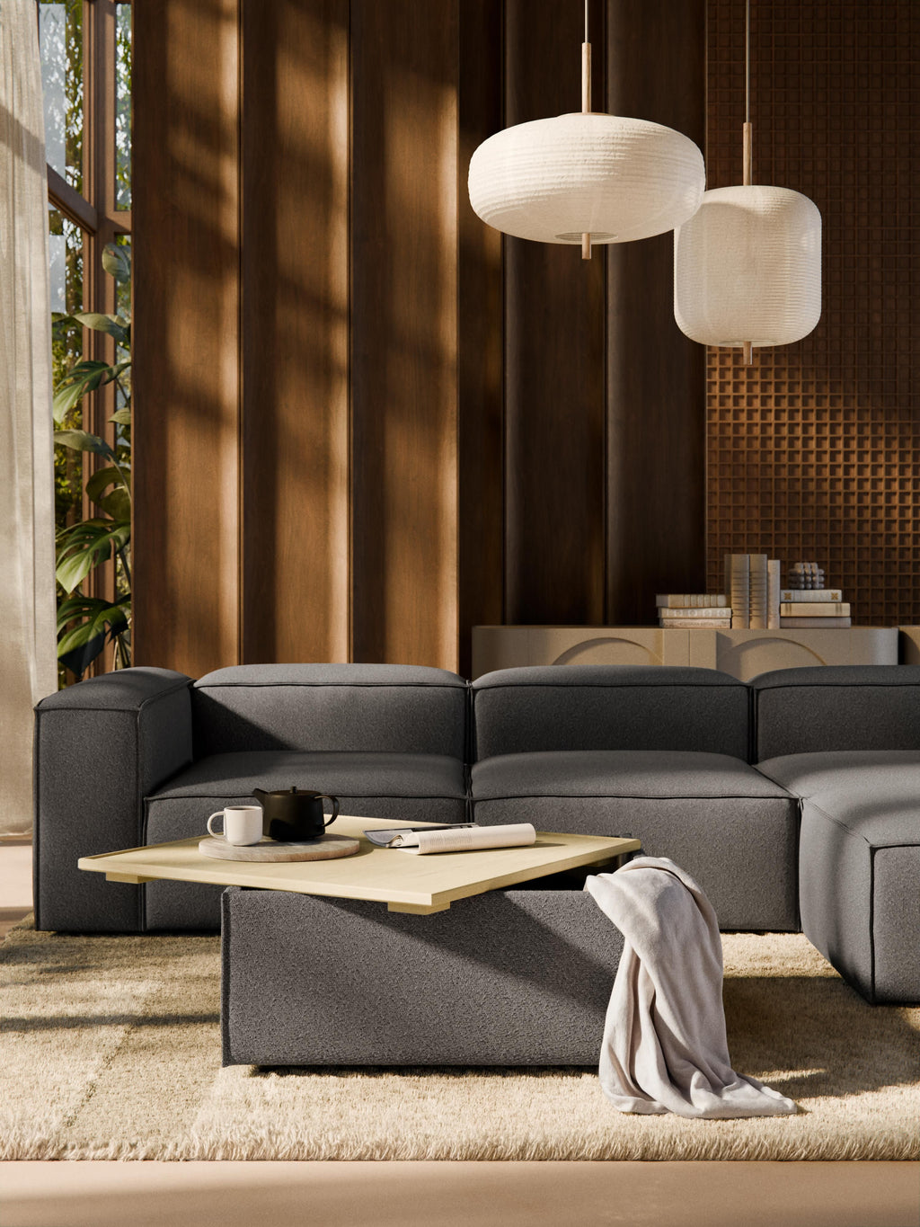 Lennon Bouclé Ottoman with Storage